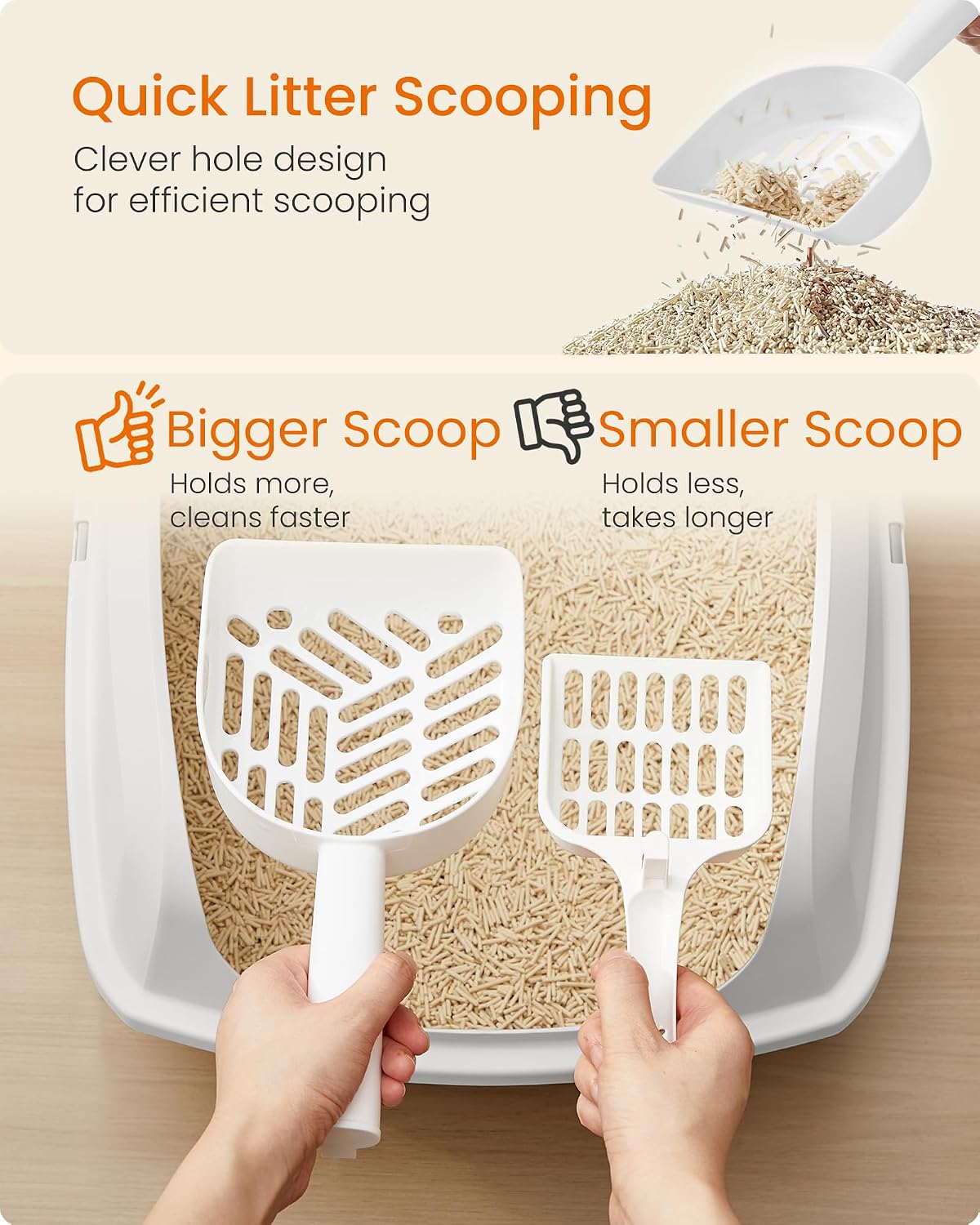 Thumbnail 4 de Feandrea High Sided Cat Litter Tray, XL Open Top with Scoop (PPT009W101)