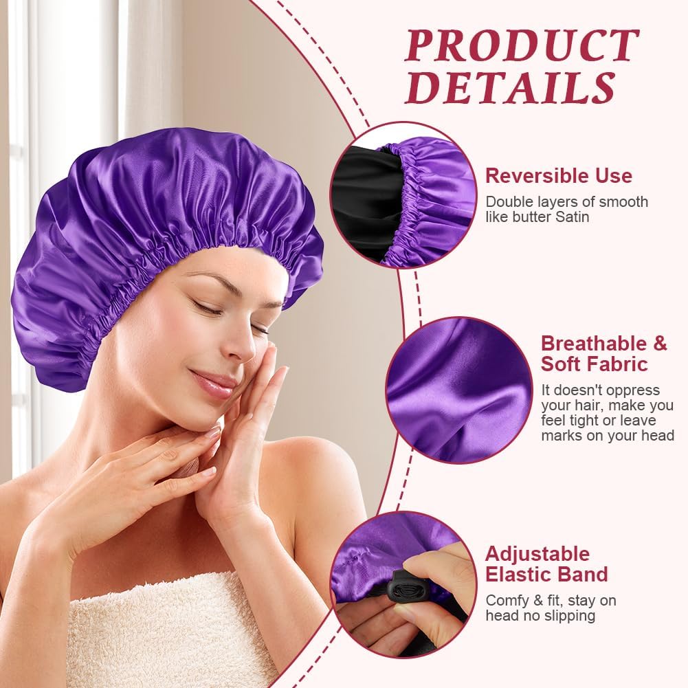 Thumbnail 1 de AOGOE 5259399 Double-Layer Satin Bonnet with Adjustable Ties