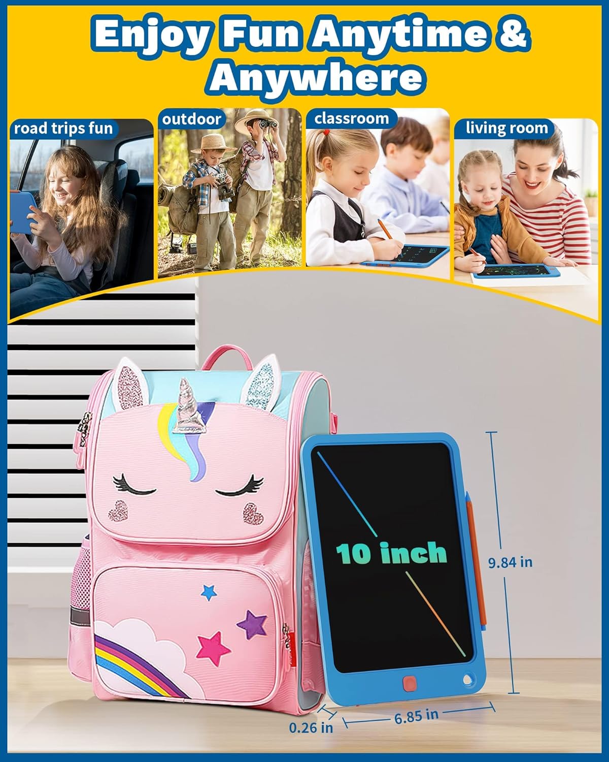 Thumbnail 2 de TEKFUN Tablette d’écriture enfant LCD 8,5 pouces ardoise magique (bleu) pour 2 à 6 ans