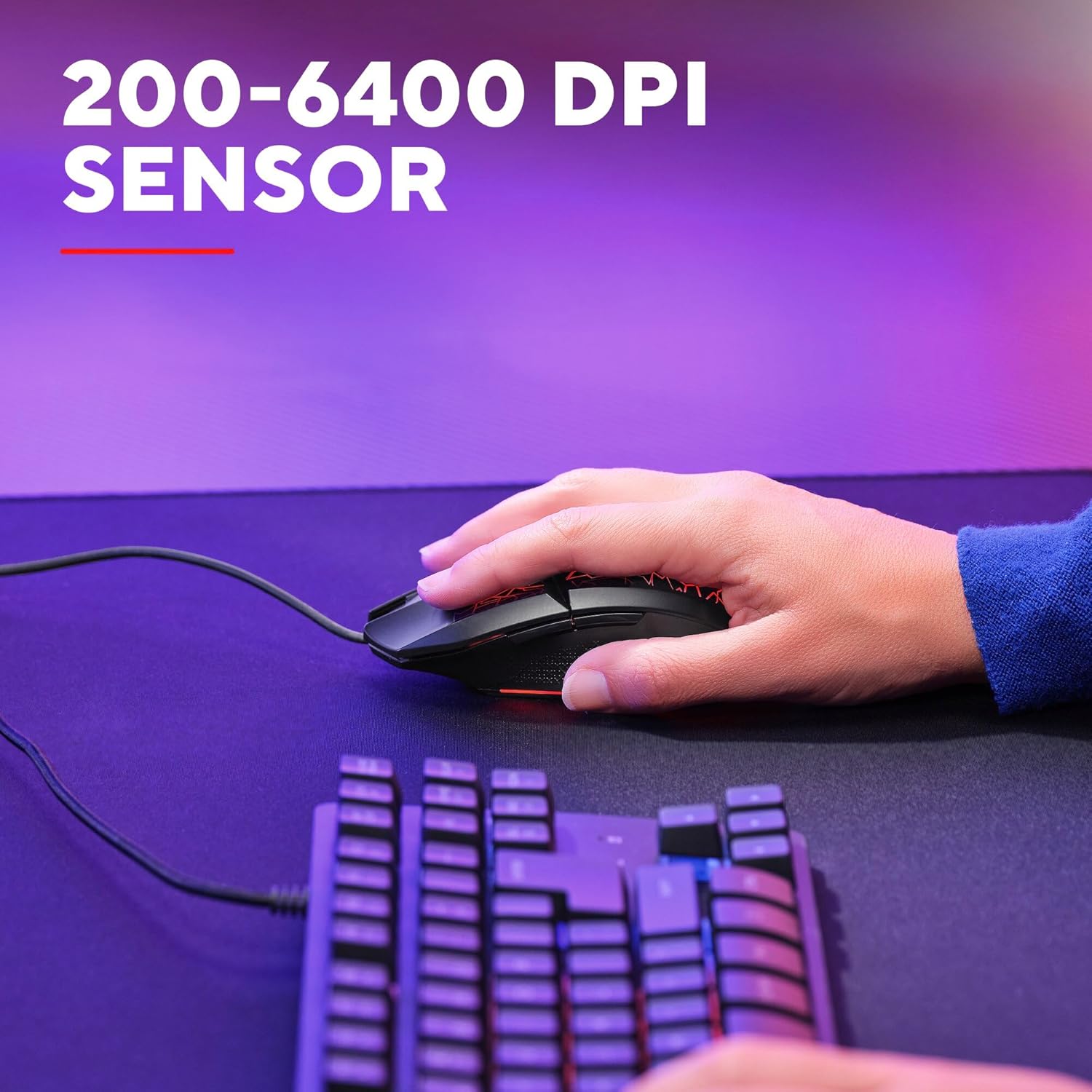 Detalle de GXTrust 1113 Vylax: mouse gaming USB con LED multicolore, DPI 200–6400 e 6 pulsanti programmabili