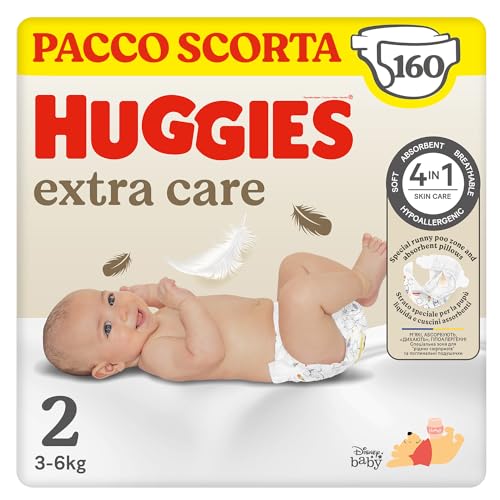 Detalle de Huggies Extra Care Neonato Taglia 2 (3-6 Kg) – Pacco Scorta da 160 Pannolini
