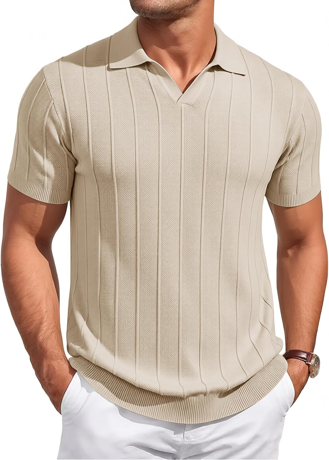 Thumbnail 5 de Runcati Polohemd Herren Sommer Kurzarm Strick – Slim Fit, Einfarbig