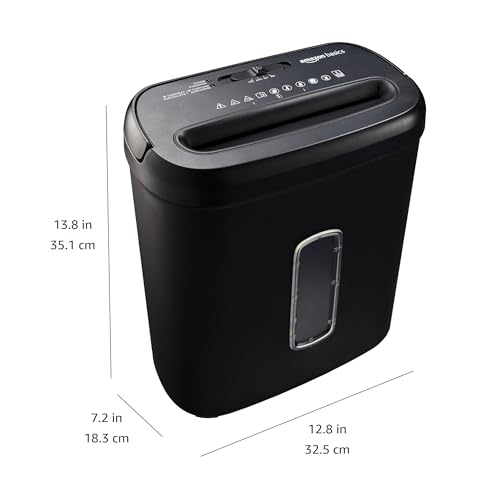 Detalle 2 de Amazon Basics Trituradora de Papel de Corte Cruzado 8 Hojas, 14 L, Negro