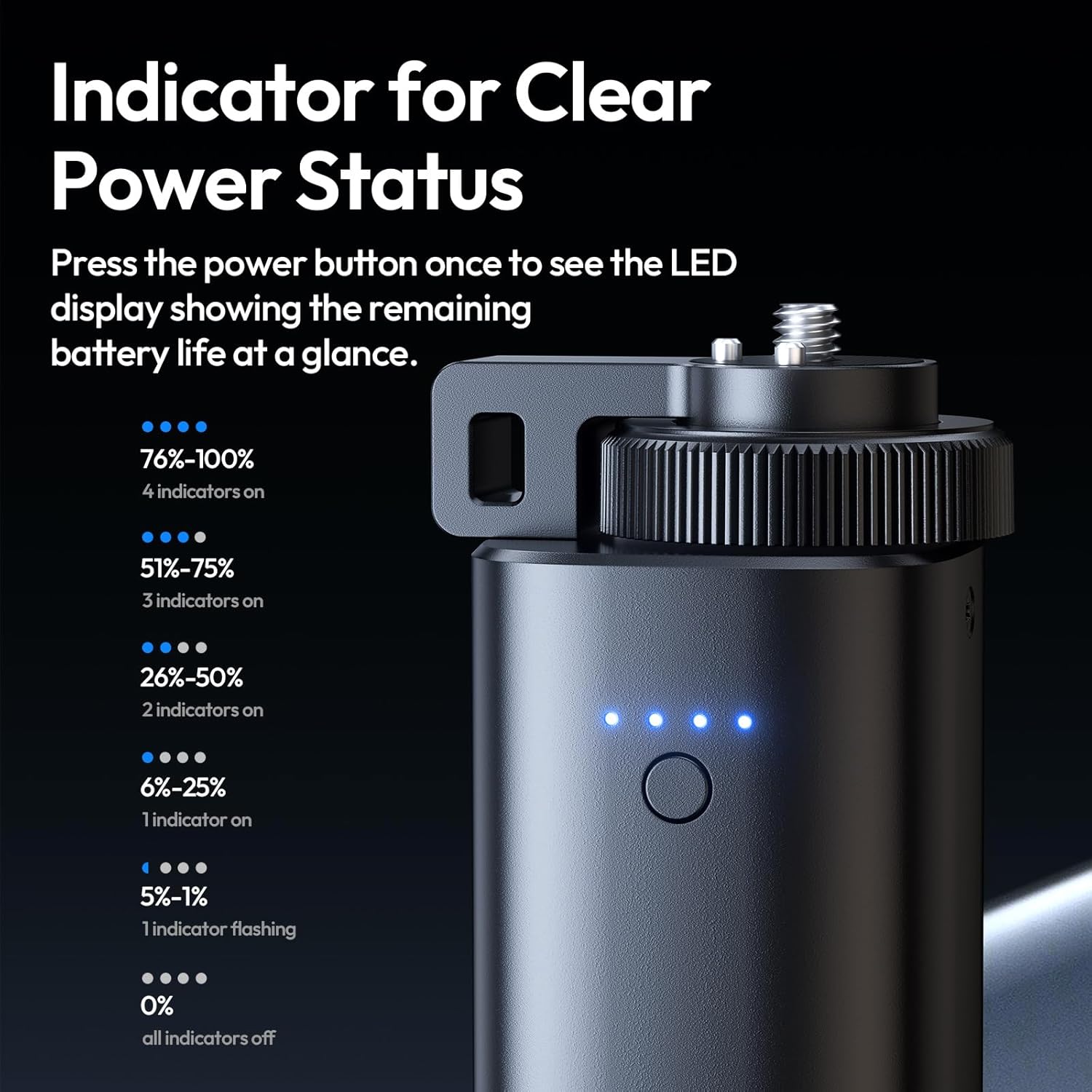 Thumbnail 6 de ULANZI BG5 – Poignée batterie 92,16 Wh avec recharge PD 3.0 jusqu’à 100 W et filetage 1/4