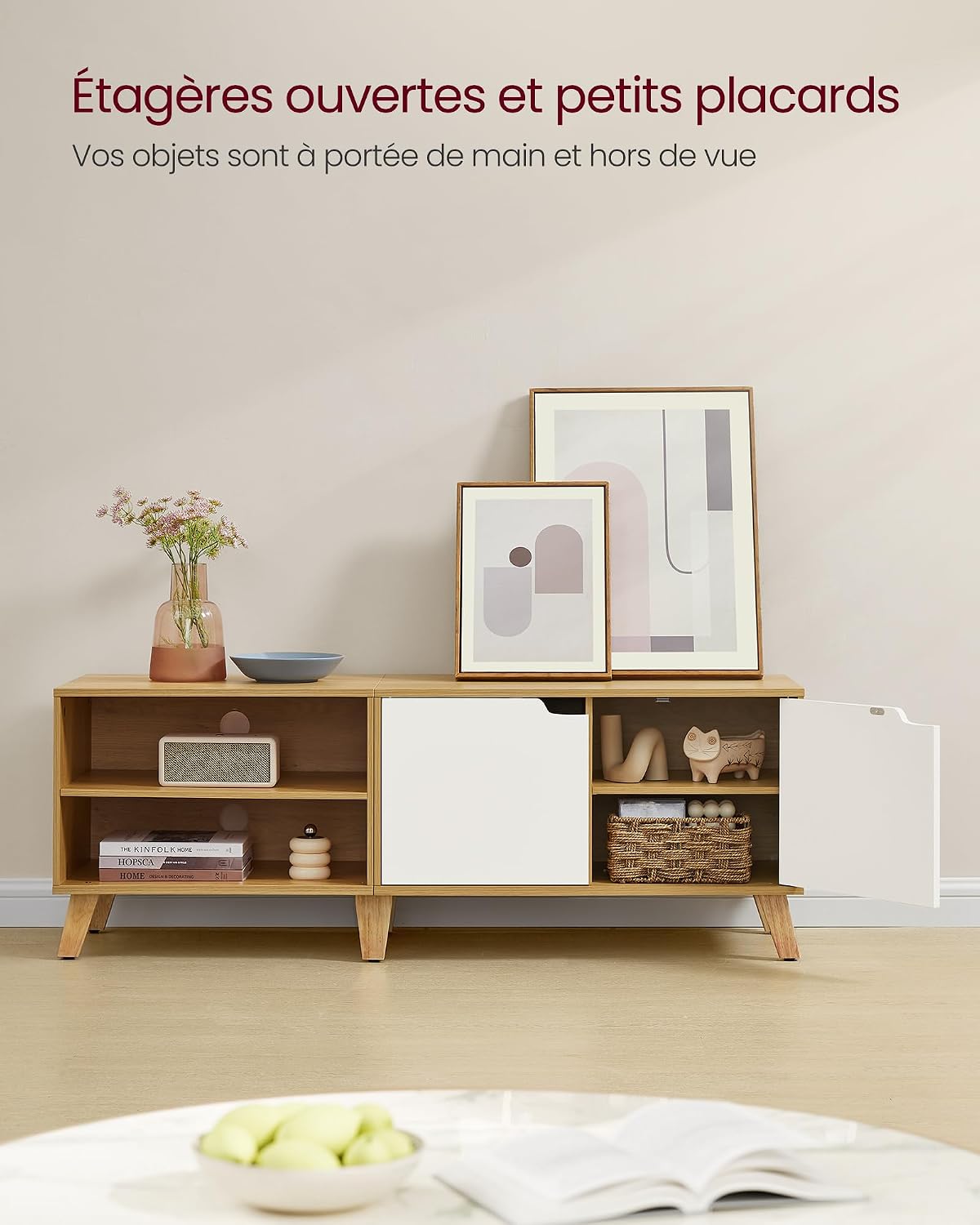 Detalle de VASAGLE MIRANTA LTV027N01 tv-meubel 140 cm met 2 deuren en verstelbare legplanken