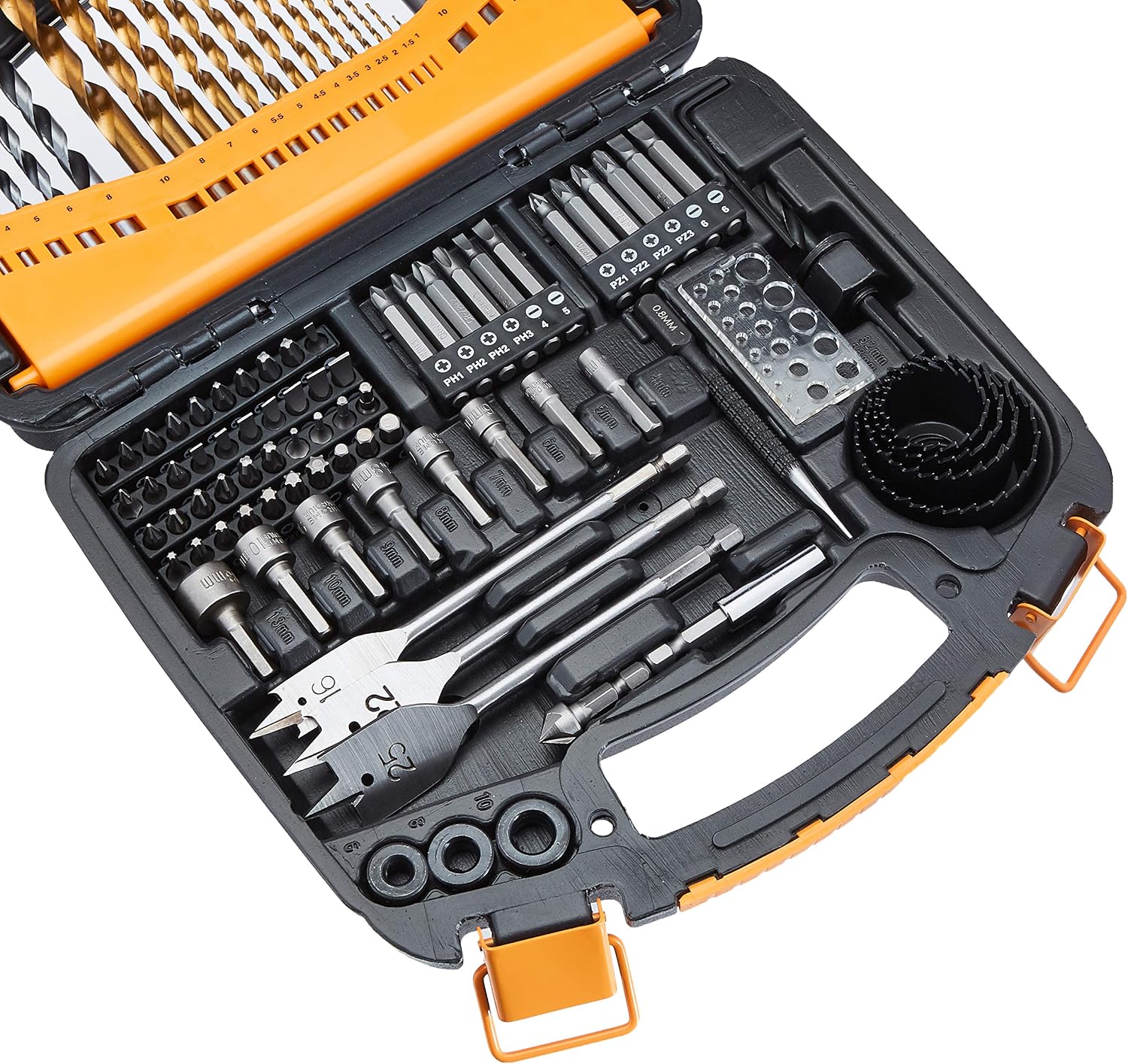 Detalle 1 de Amazon Basics Bohrer- und Schraubendreher-Multi-Bit-Set, 100-teilig
