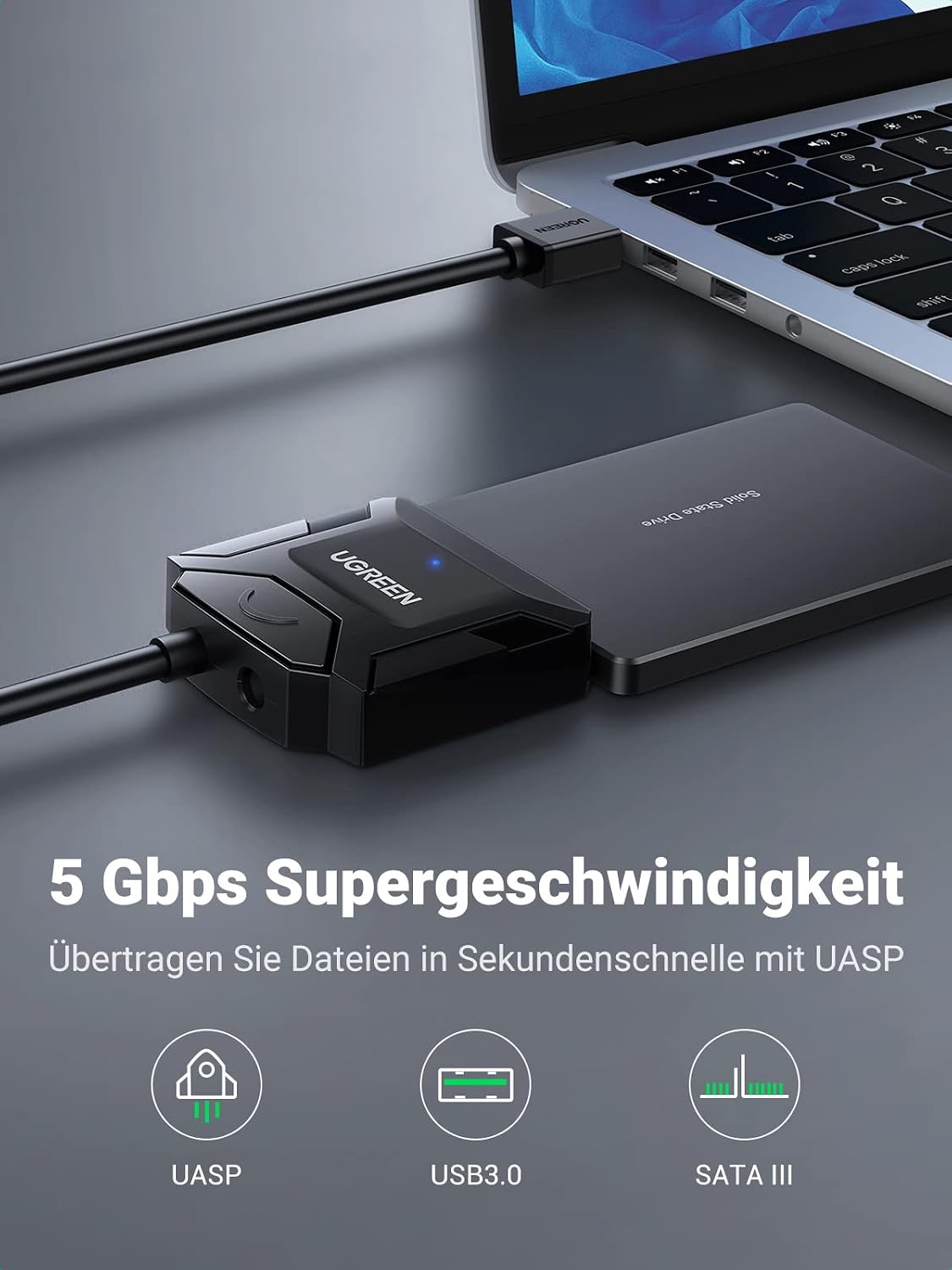 Detalle 2 de UGREEN USB 3.0 auf SATA Adapter 12V 2A