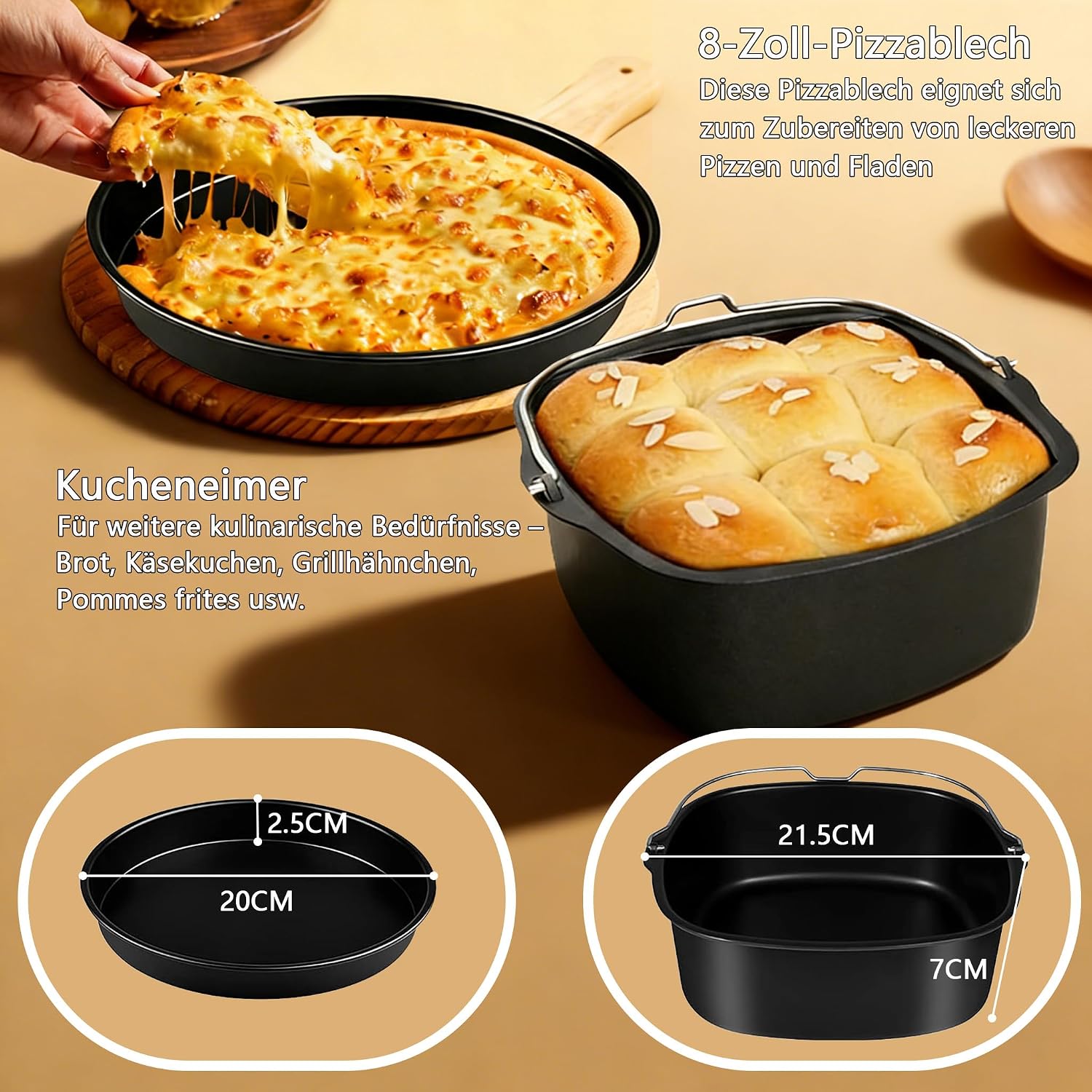 Thumbnail 4 de 18-tlg Heißluftfritteuse-Zubehör für COSORI Turbo Tower Pro Smart 10,8L (Double Stack) – Silikonformen, Grillrost & Backpapier-Set