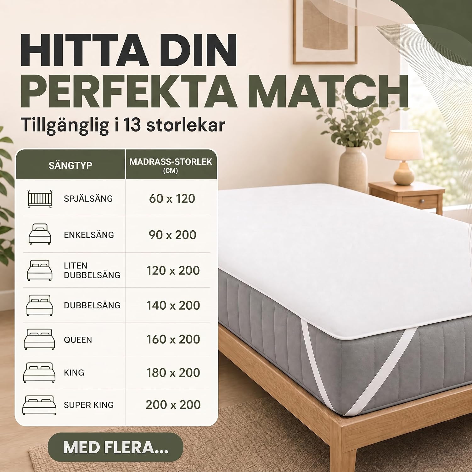 Thumbnail 6 de Feluna madrasskydd 60x120 cm – vattentätt med ovansida i bambufiber