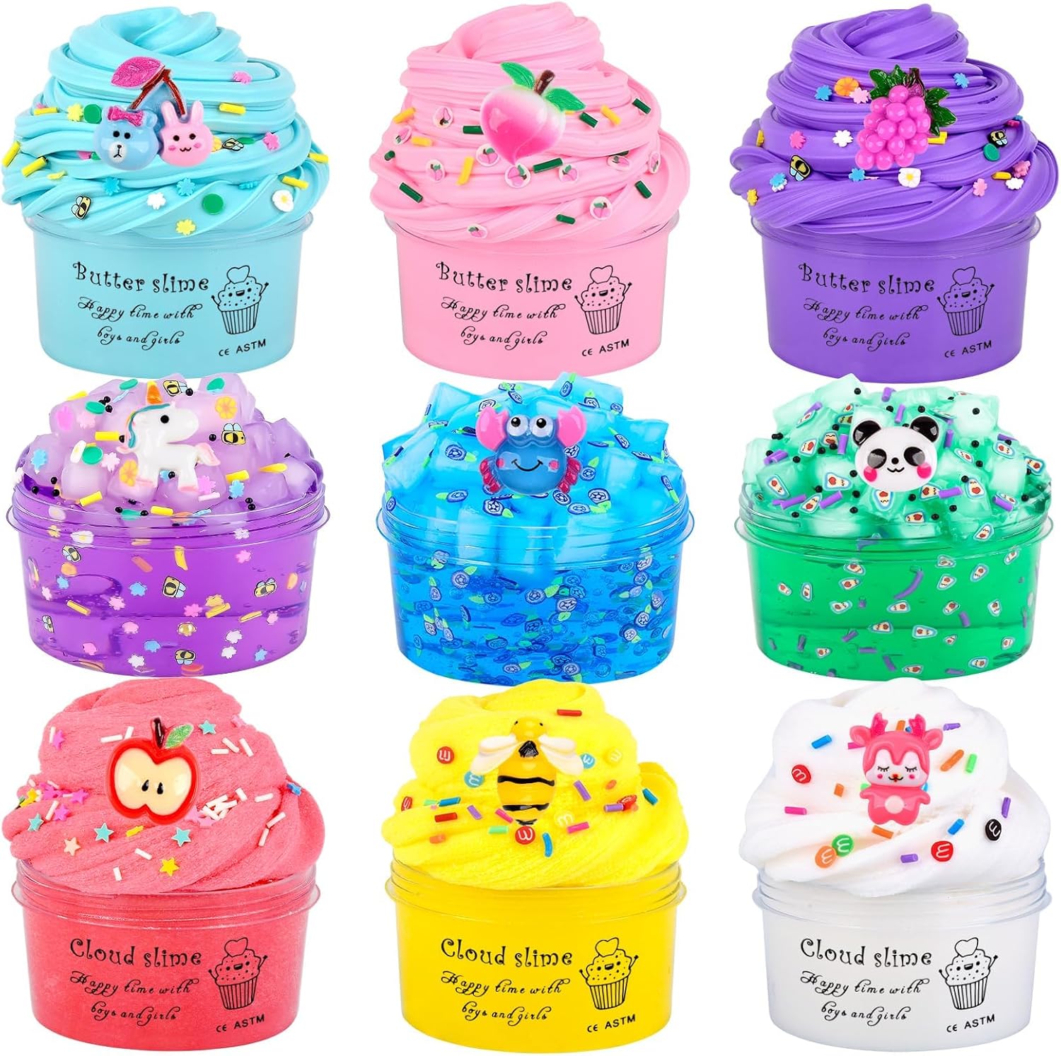 Detalle de Slime Kit 9 Pack: 3 Butter Slime, 3 Cloud Slime & 3 Jelly Cube Crunchy Clear Slime