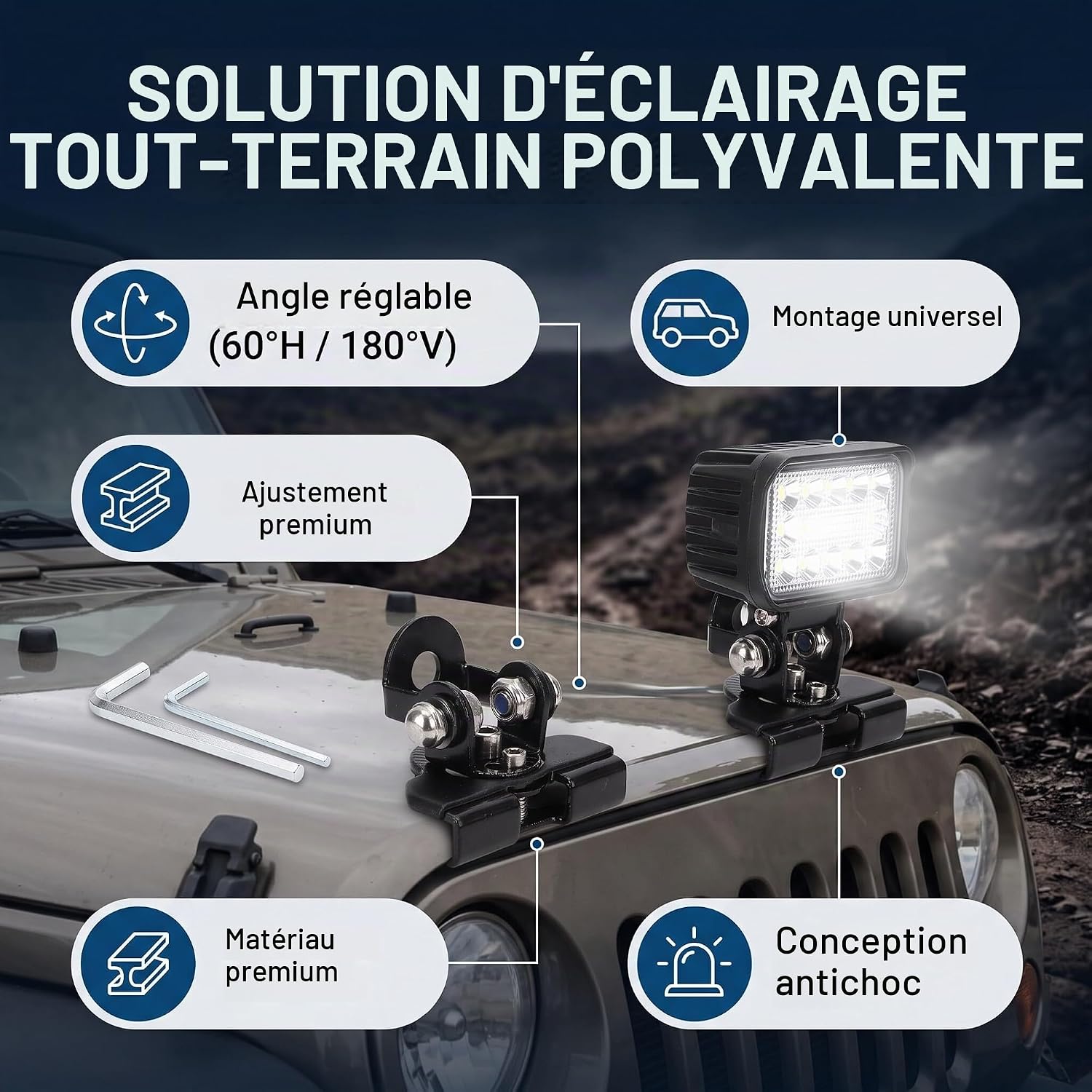 Detalle de Yosoo Health Gear LED-montagebeugels voor lichtbalk, verstelbaar, set van 2