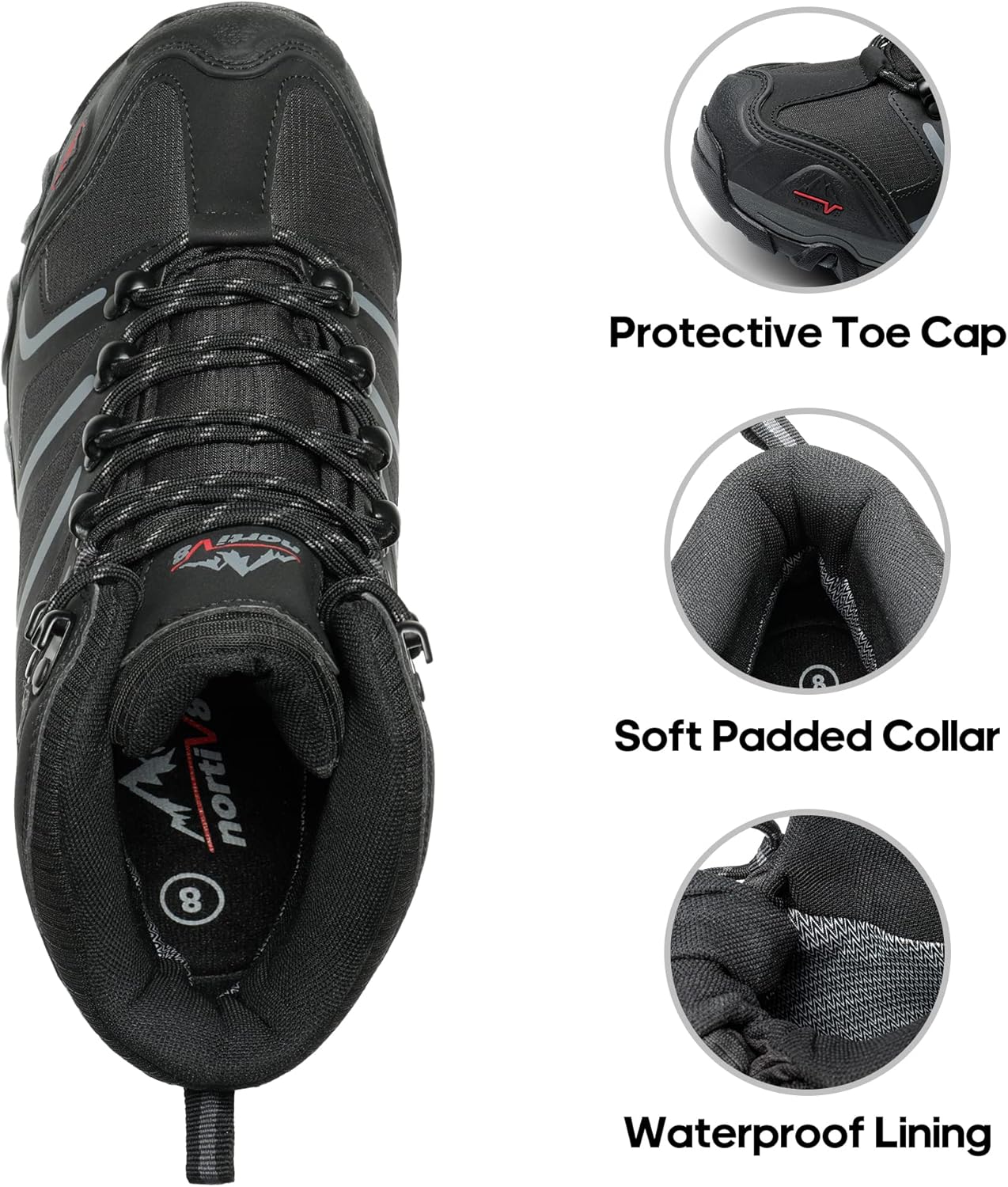 Thumbnail 3 de NORTIV 8 Herren Outdoorschuhe – wasserdichte Trekking-Wanderschuhe mit mittelhohem Schaft und Kletterschutz