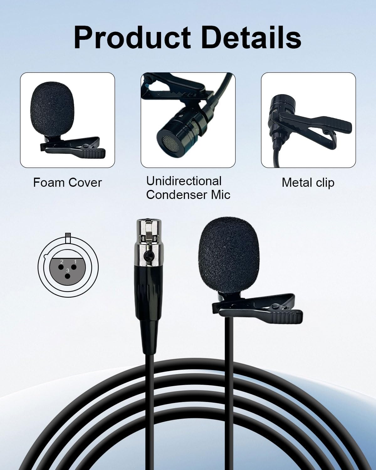 Detalle 1 de SEYUGOPTI Lavalier Microphone with Mini XLR TA3F Plug
