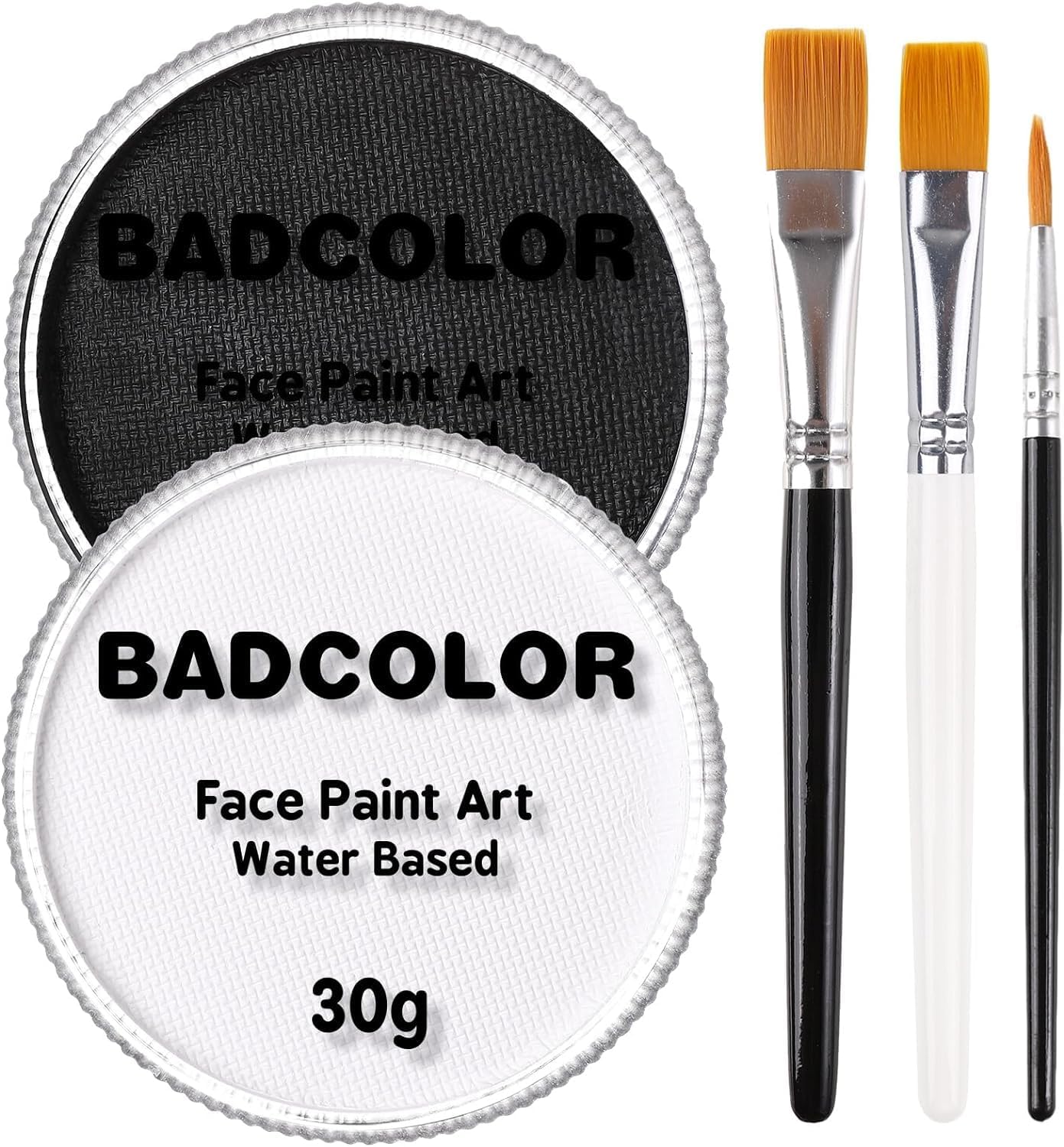Detalle de BADCOLOR Black and Clown White Water-Based Face Paint Kit with 3 Brushes