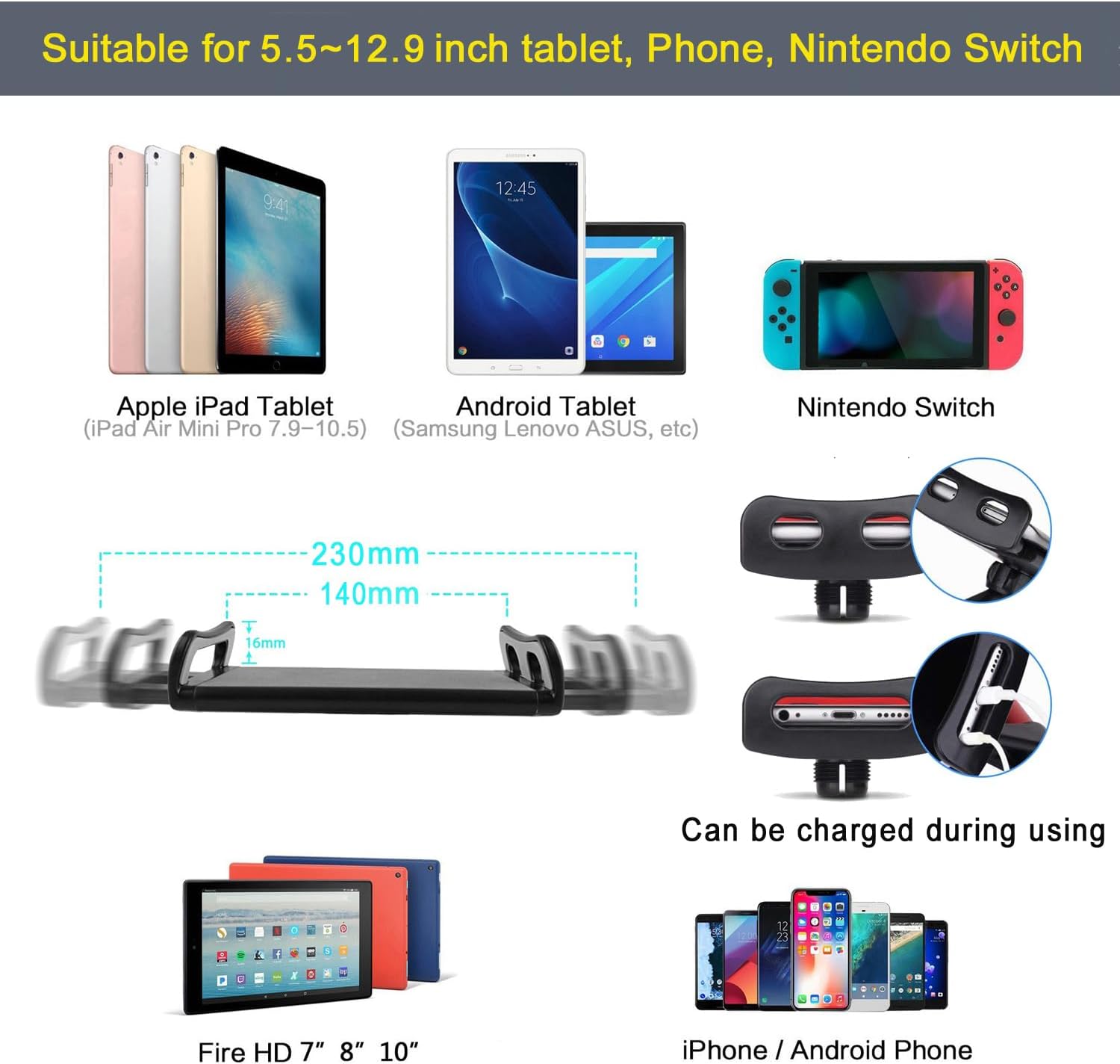 Detalle de Tablet Floor Stand Ultra Sturdy, Adjustable Height 12.9"