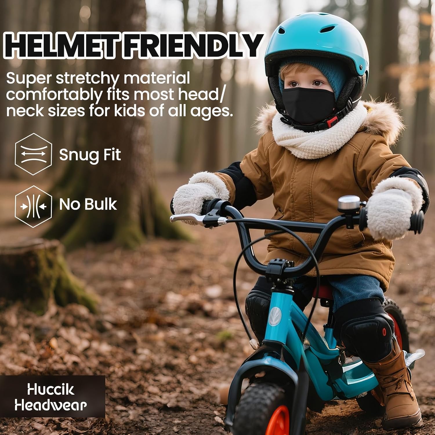 Detalle 2 de Huccik Scaldacollo Bambini in Pile - Passamontagna Multifunzione 5-in-1 per 6–12 anni