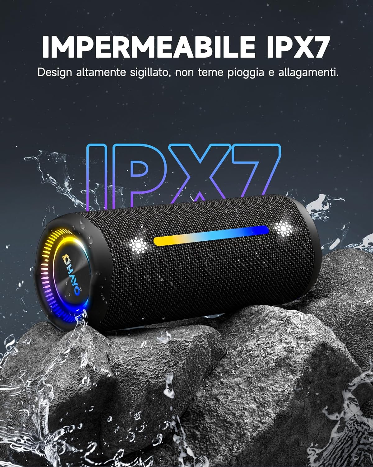 Thumbnail 6 de OHAYO X10: Cassa Bluetooth Potente 25W con Doppio Driver, Luci RGB e IPX7