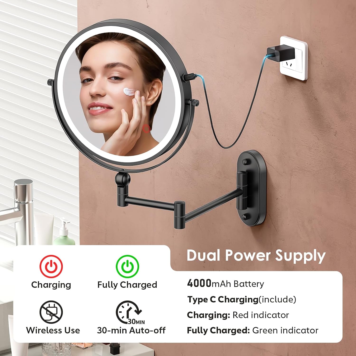 Thumbnail 3 de ZLOKLA 9" Wall Mounted Lighted Mirror 1x/30x