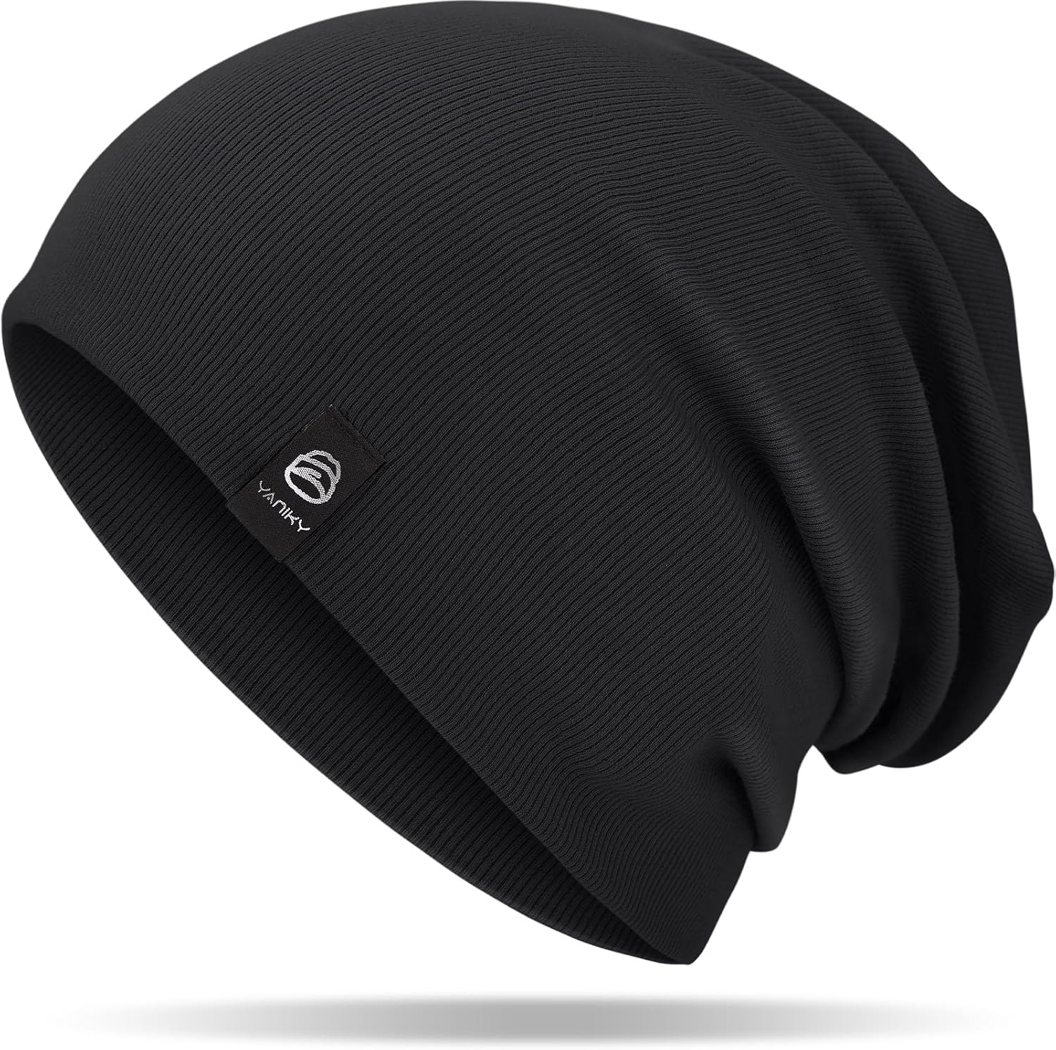 Detalle de YANIKY leichte Beanie-Mütze aus Baumwolle (93% Baumwolle, 7% Elastan) – Unisex Slouch Longbeanie für alle Jahreszeiten