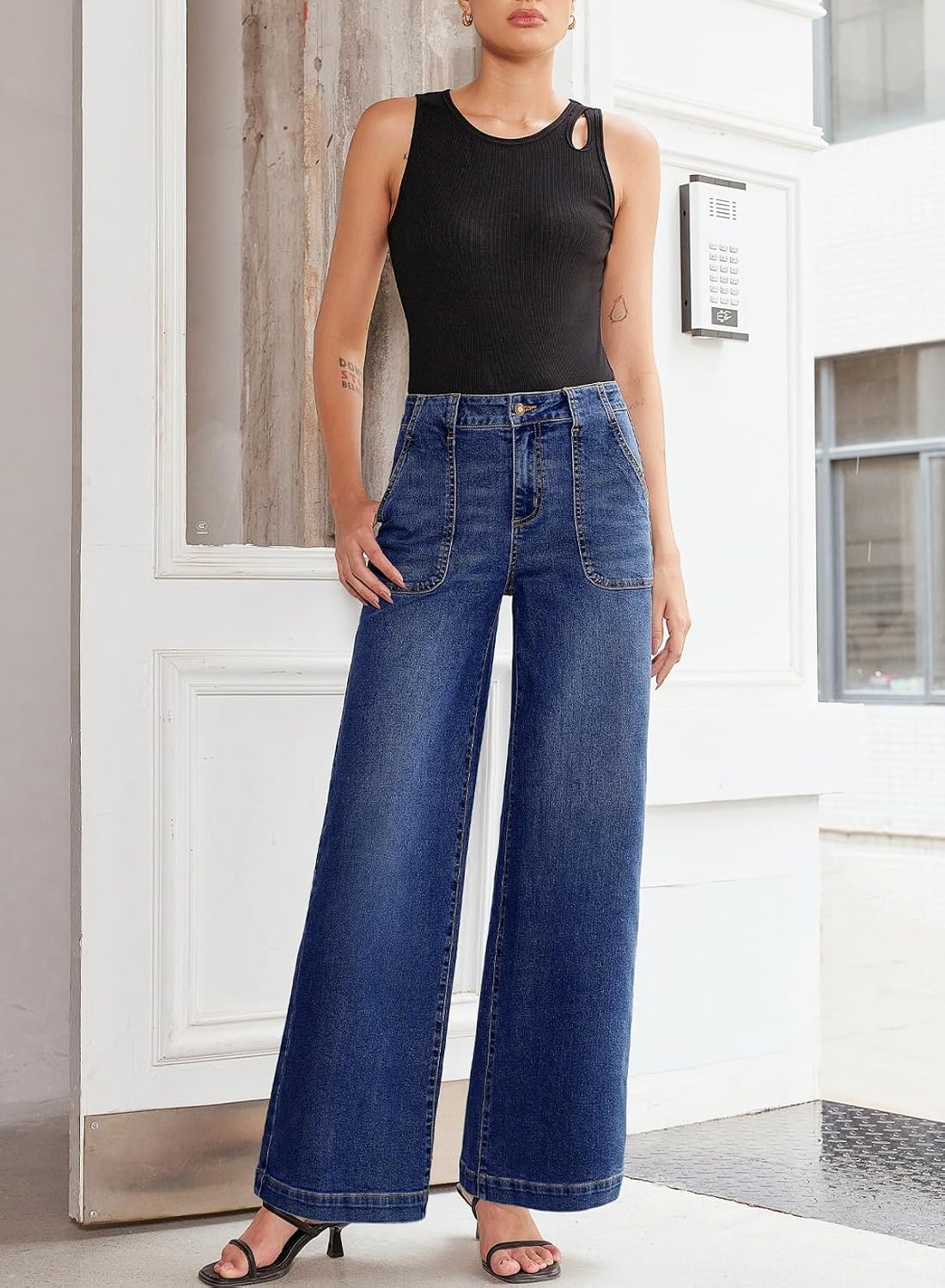 Detalle 2 de Sidefeel Wide Leg High Waisted Jeans 1 Pair