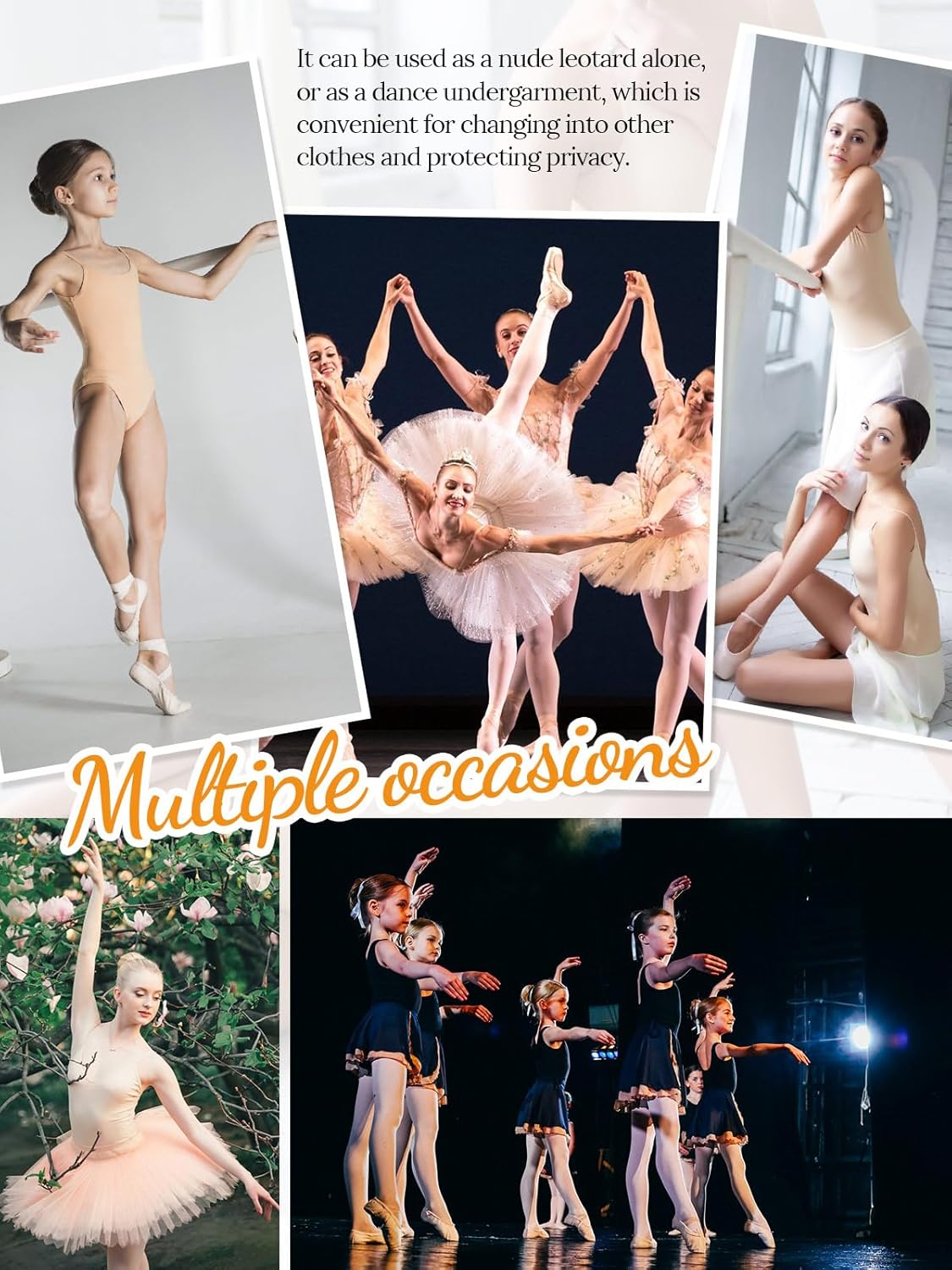 Detalle de Kefiyis justaucorps de ballet nude sans couture pour fille et adulte