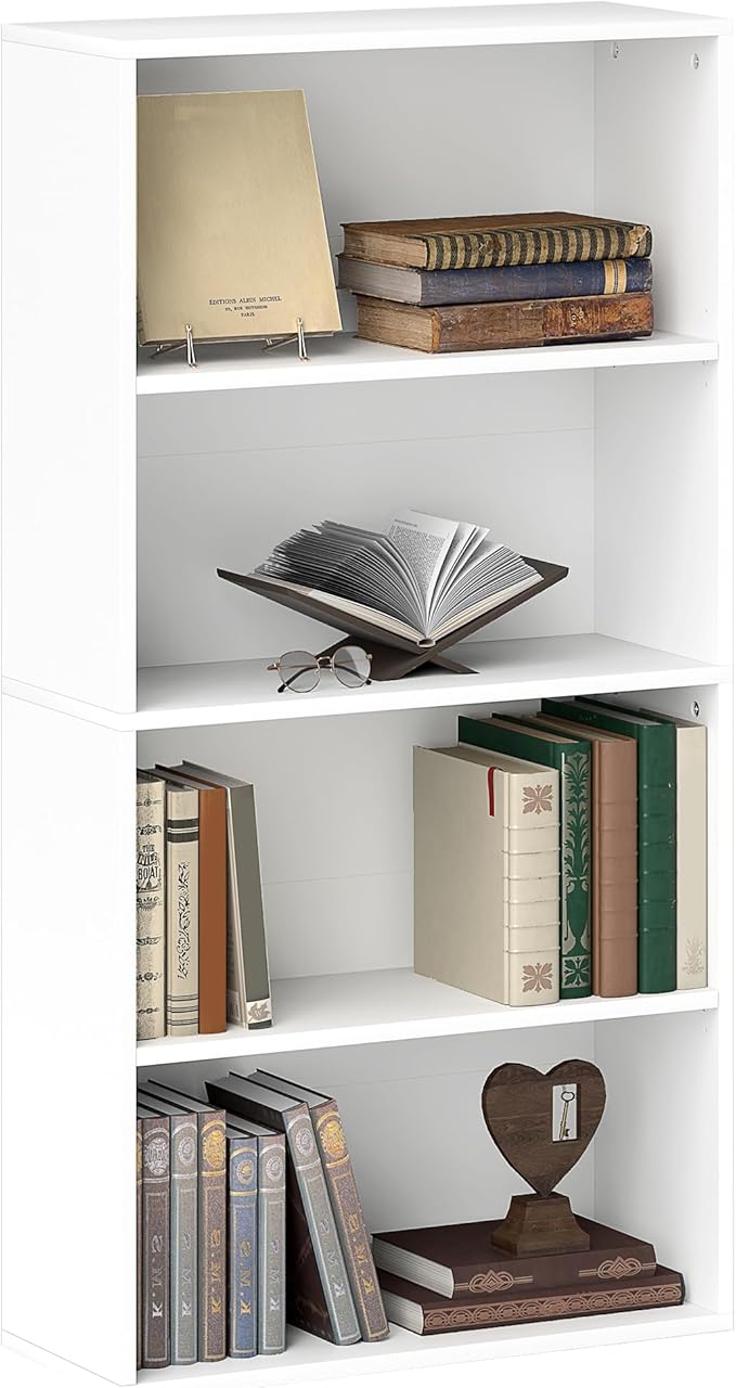 HOMCOM Estantería 4 Niveles Blancos 📚 para Sala, Oficina y Dormitorio