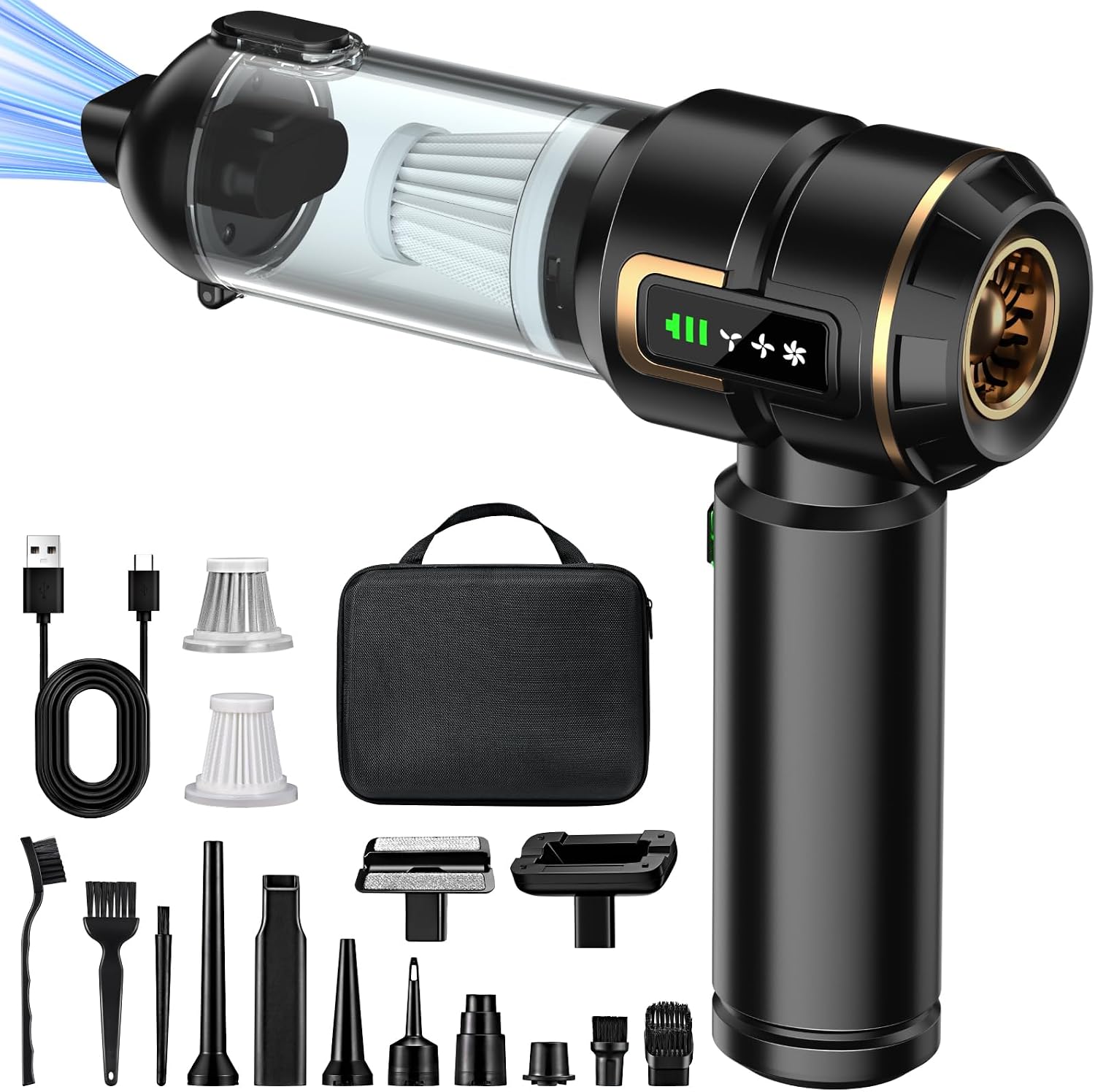 Detalle de Micisty ST-6697APlus 4-in-1 handstofzuiger met lcd-scherm, 28.000 Pa