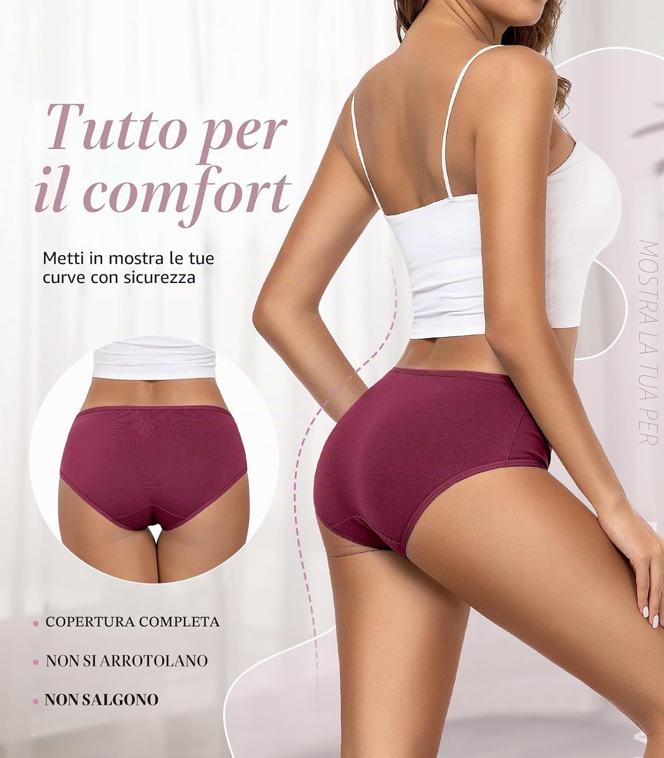 Detalle de TANSTC Mutande Culotte Donna in Cotone (confezione da 6 slip hipster a vita bassa)