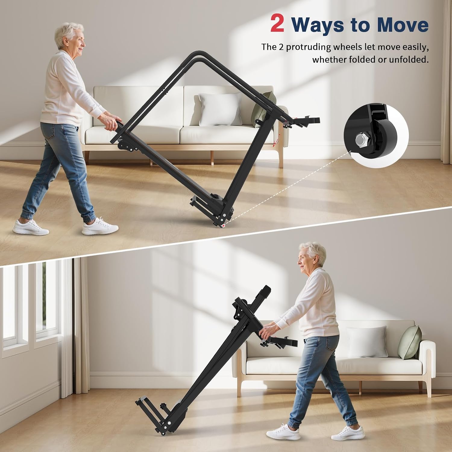 Detalle 1 de REDLIRO CS1271-D Senior Walking Treadmill, Long Handrails, 0–2% Incline
