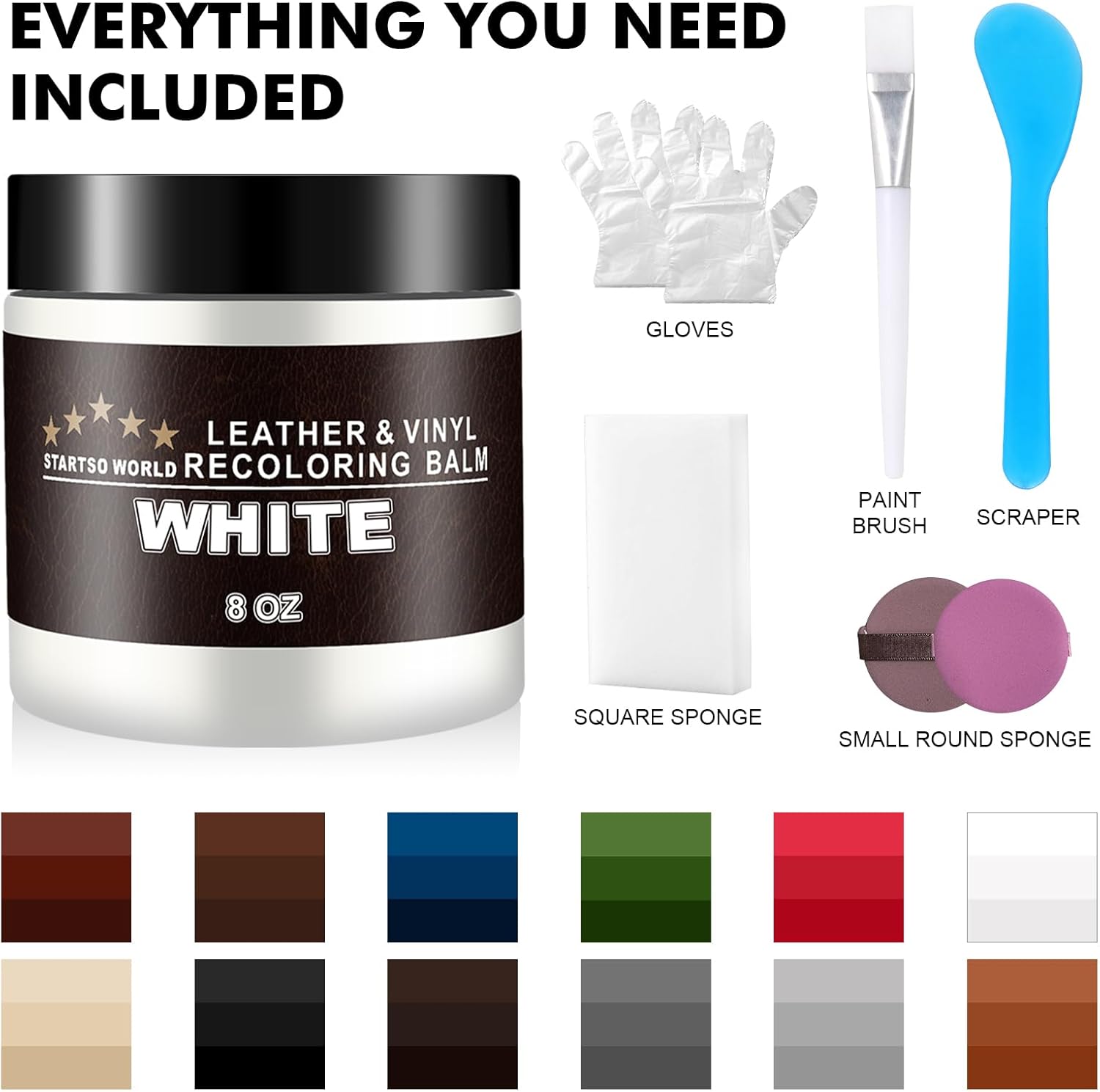 Thumbnail 6 de STARTSO WORLD Leather Recoloring Balm Repair Kit for White Leather Furniture & Car Seats