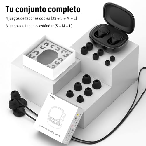Thumbnail 7 de Tapones oidos ruido dormir, tapones oidos cancelacion de ruido Reutilizables con 7 pares de almohadillas de silicona, tapones para dormir para estudiar, concentrarse, viajar y asistir a conciertos
