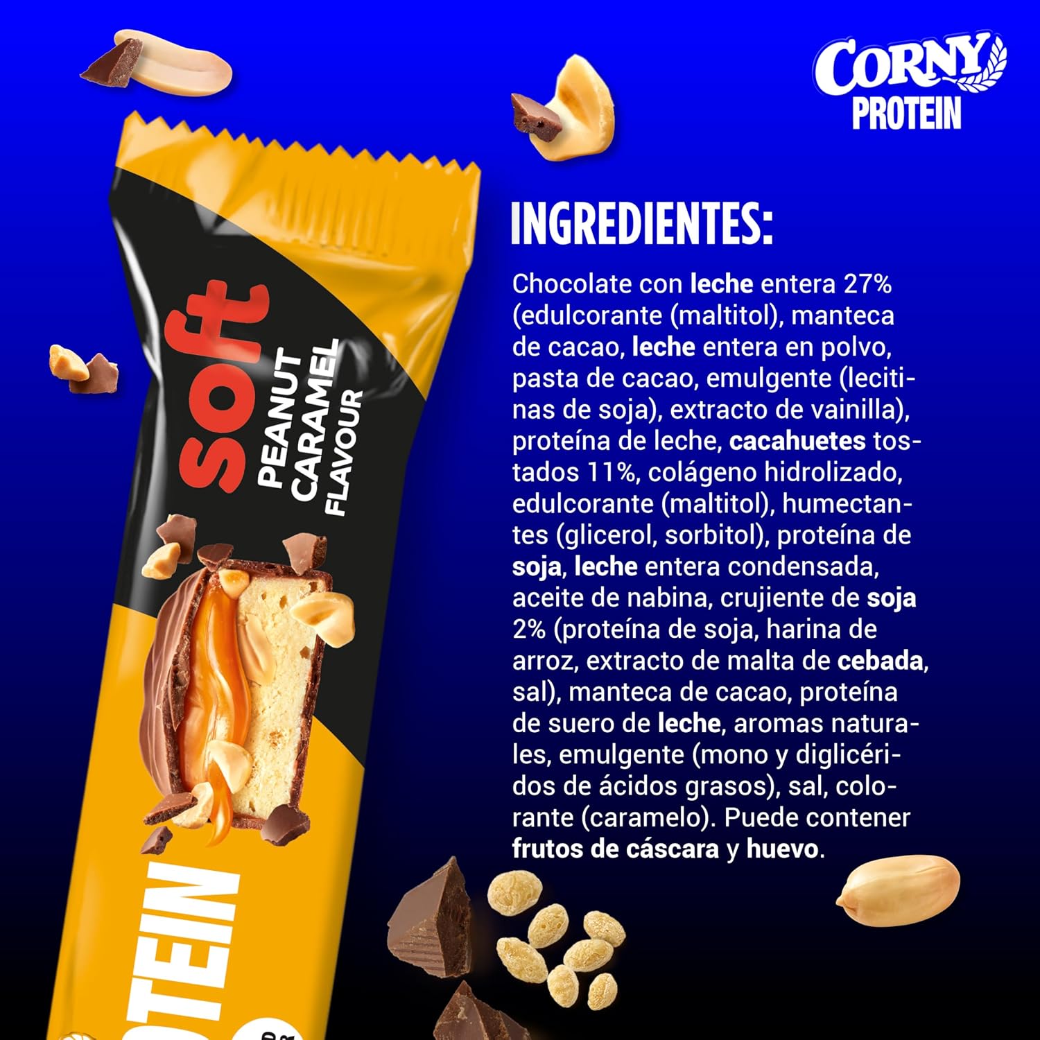 Detalle de Corny Protein 12x45 g 13,5 g proteína por barra 🍫