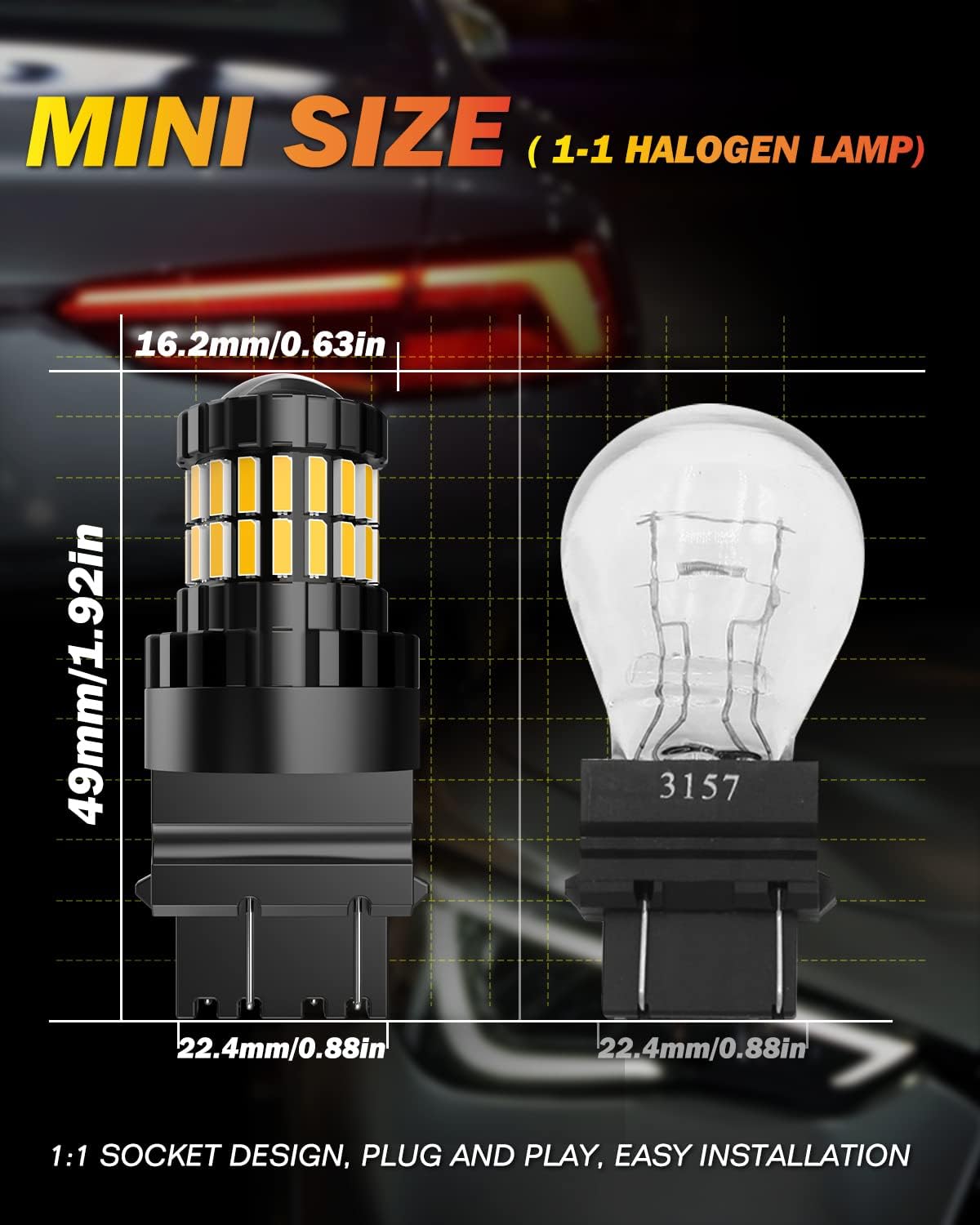Detalle de Ampoules LED OUSHI 3157 T25 P27/7W 6500K (pack de 2) pour feux de recul et clignotants arrière