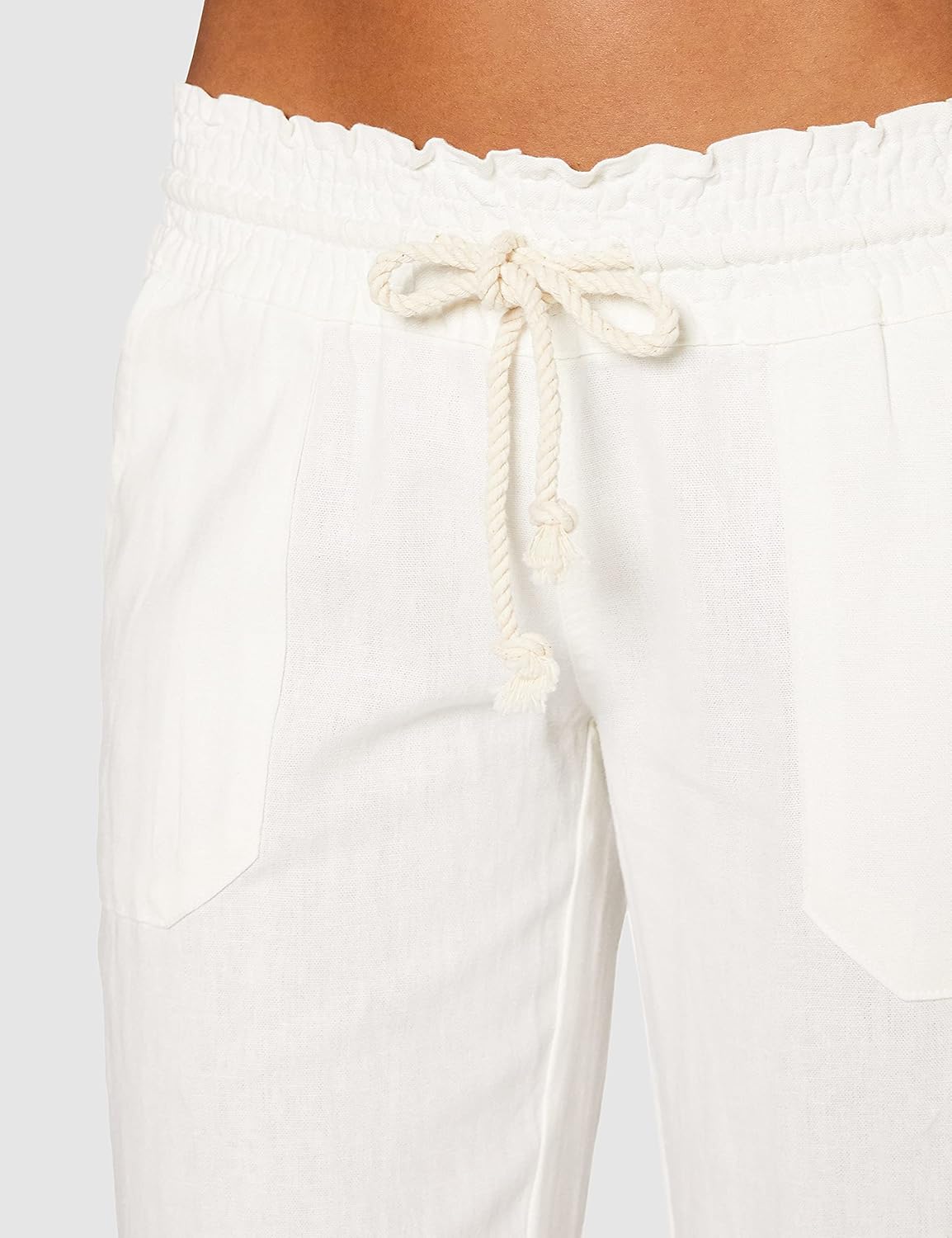 Detalle de Roxy Oceanside Pants pour Femme – Pantalon en lin et coton, coupe Flare
