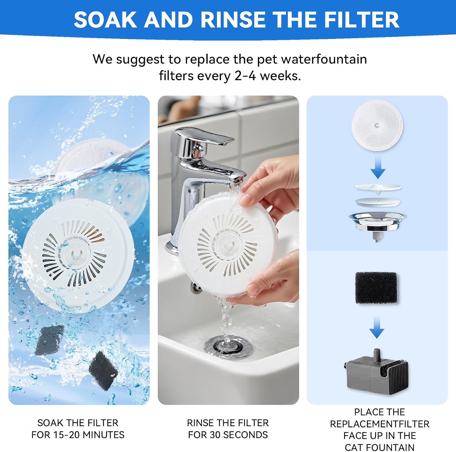 Detalle de 5 Pack Pet Cat Water Fountain Filters Unit 3.0 for PETKIT Eversweet