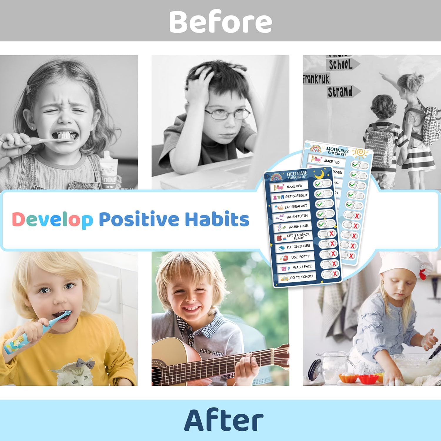 Thumbnail 6 de CustomMaster BMR01 2-in-1 Magnetic Kids’ Routine Chart with Task Sliders