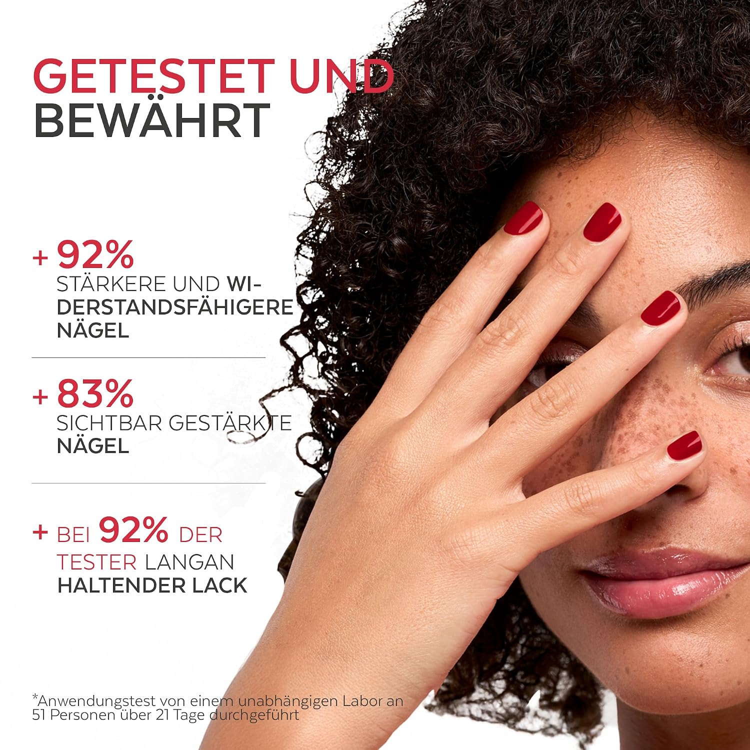 Detalle de PODERM Nagelhärter Lack Allurarot – Stärkt und repariert brüchige Nägel, entwickelt von einem Podologen (Schweiz)