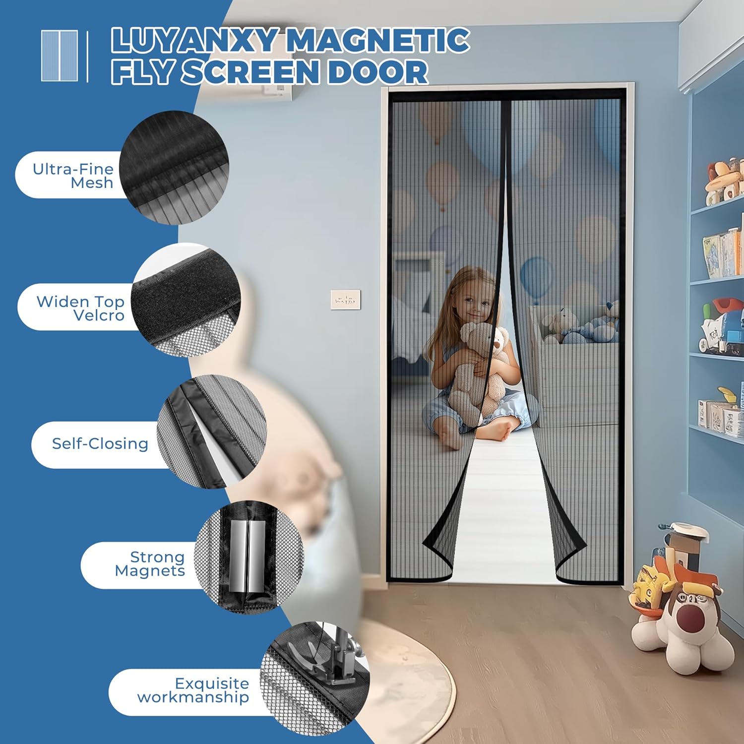 Thumbnail 3 de LUYANXY Zanzariera magnetica 160x250 cm – protezione efficace e facile da montare per porte e finestre