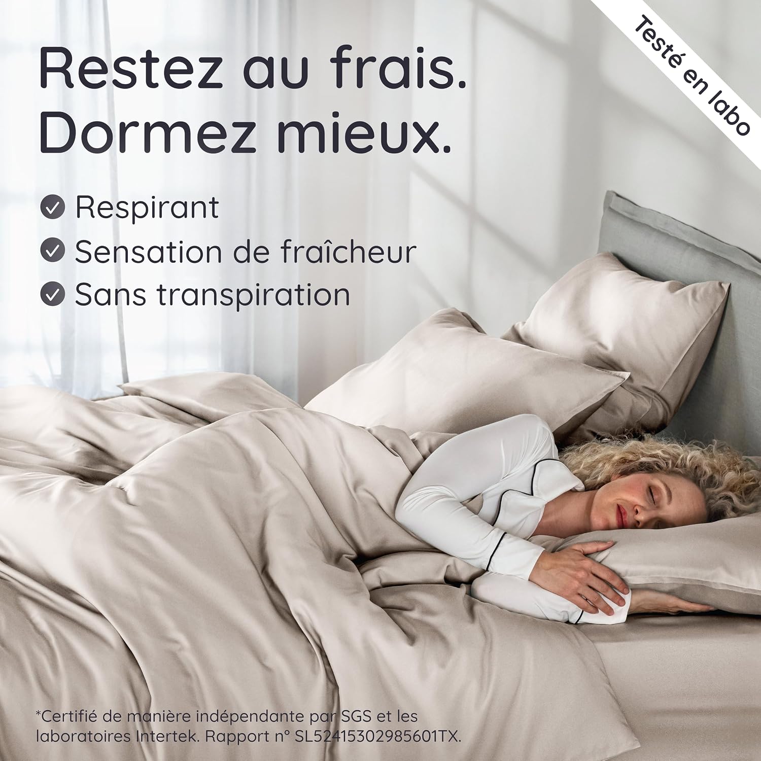 Detalle de Bambaw Housse de Couette 260x240 Bambou – Anti-acarien, hypoallergénique et respirante