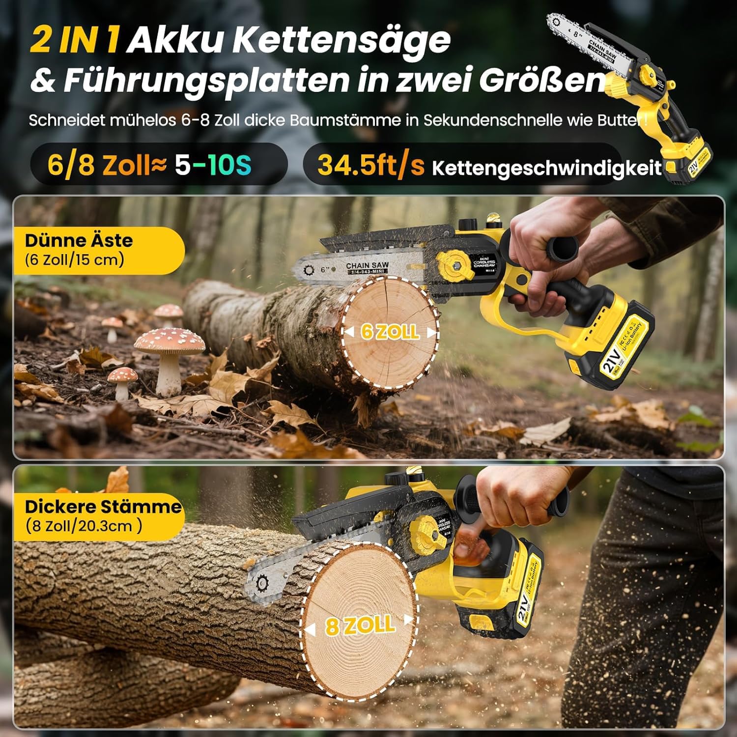 Detalle 2 de Mini Kettensäge 8000mAh 1000W