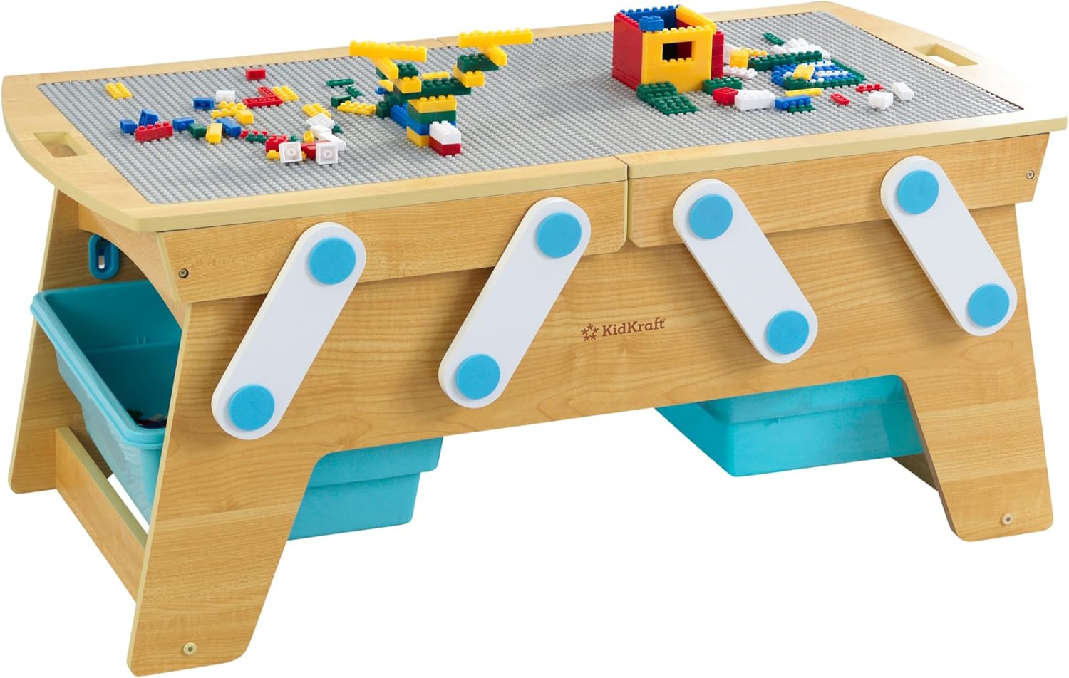 Detalle de KidKraft 17512 Building Bricks Play N Store Wooden Table with 200+ Bricks