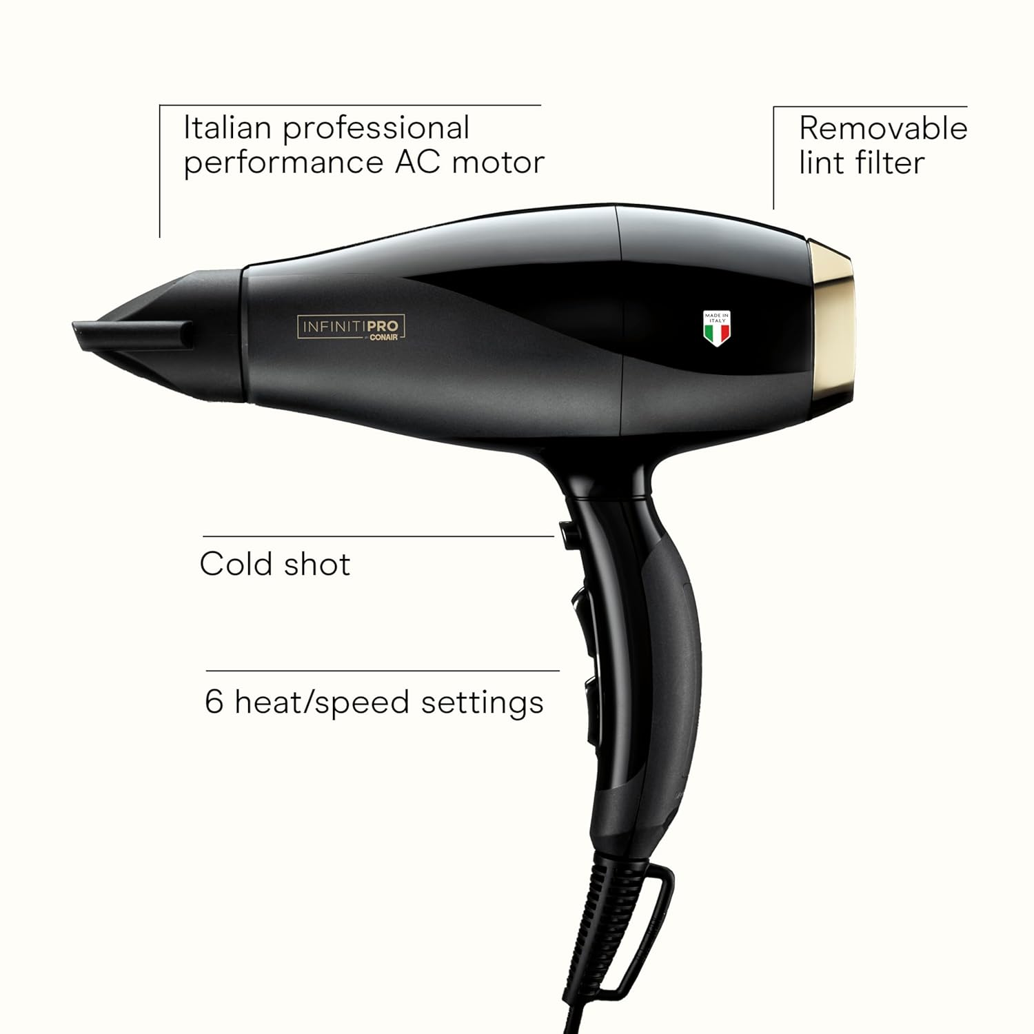 Thumbnail 1 de Infiniti PRO CONAIR ArteBella Hair Dryer with Diffuser & Concentrator — Italian Performance, Ultra-Fast Drying