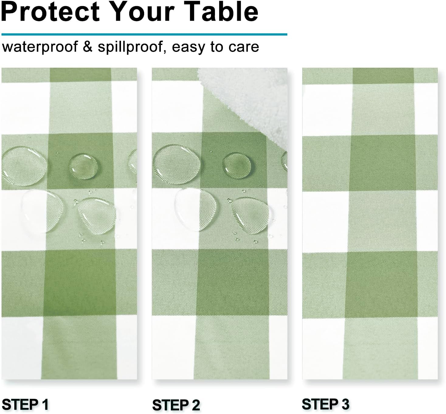 Detalle de Hiasan Checkered Tablecloth (70 x 90 Inch) — Waterproof Gingham for Outdoor Picnics & Dinner Tables