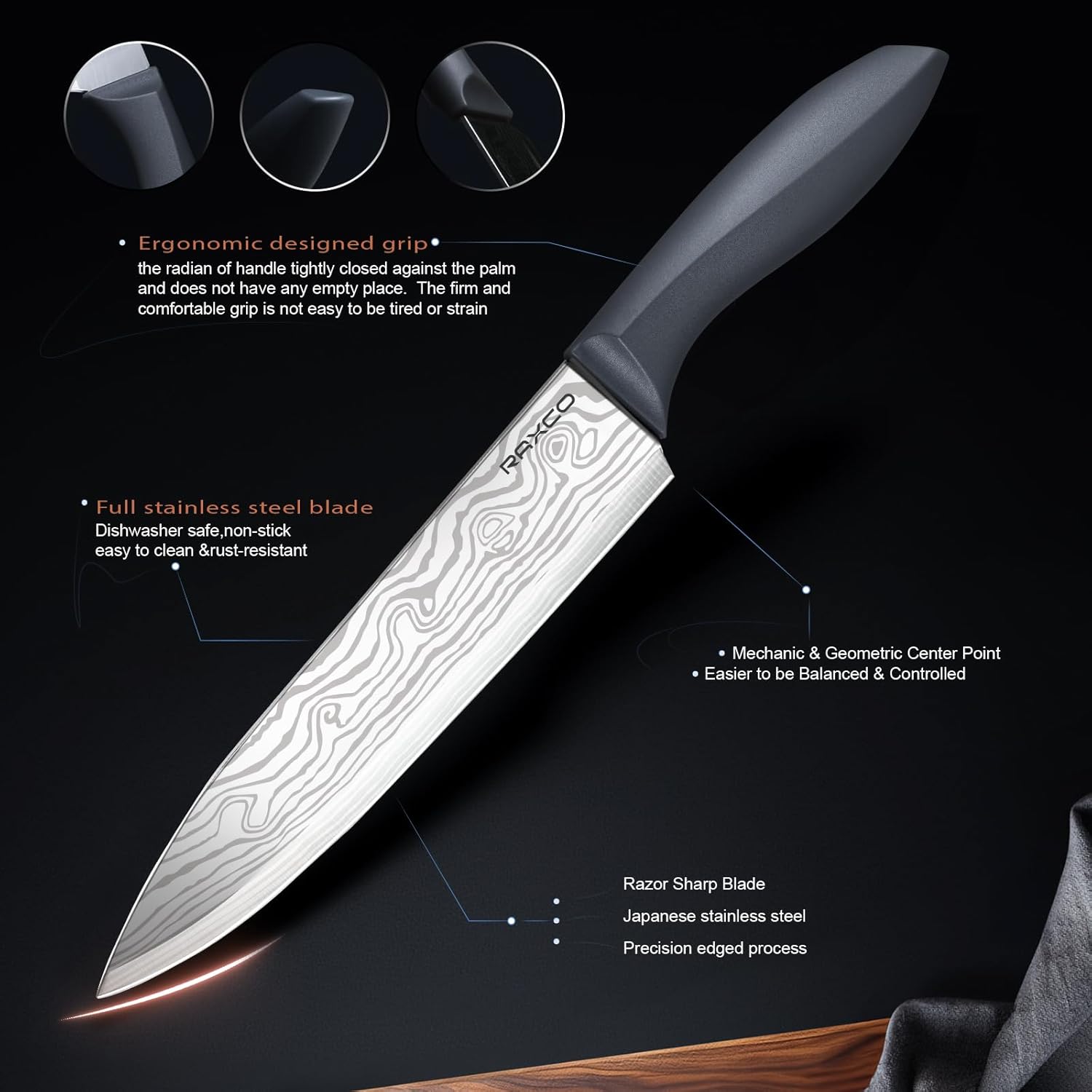 Thumbnail 2 de RAXCO Juego de cuchillos de cocina con bloque 🍴 - 18 piezas