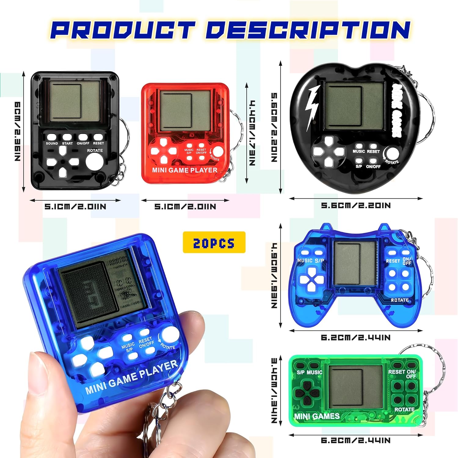 Thumbnail 1 de Starvortex Video Games Party Bag Fillers – Classic Retro Mini Game Keyrings