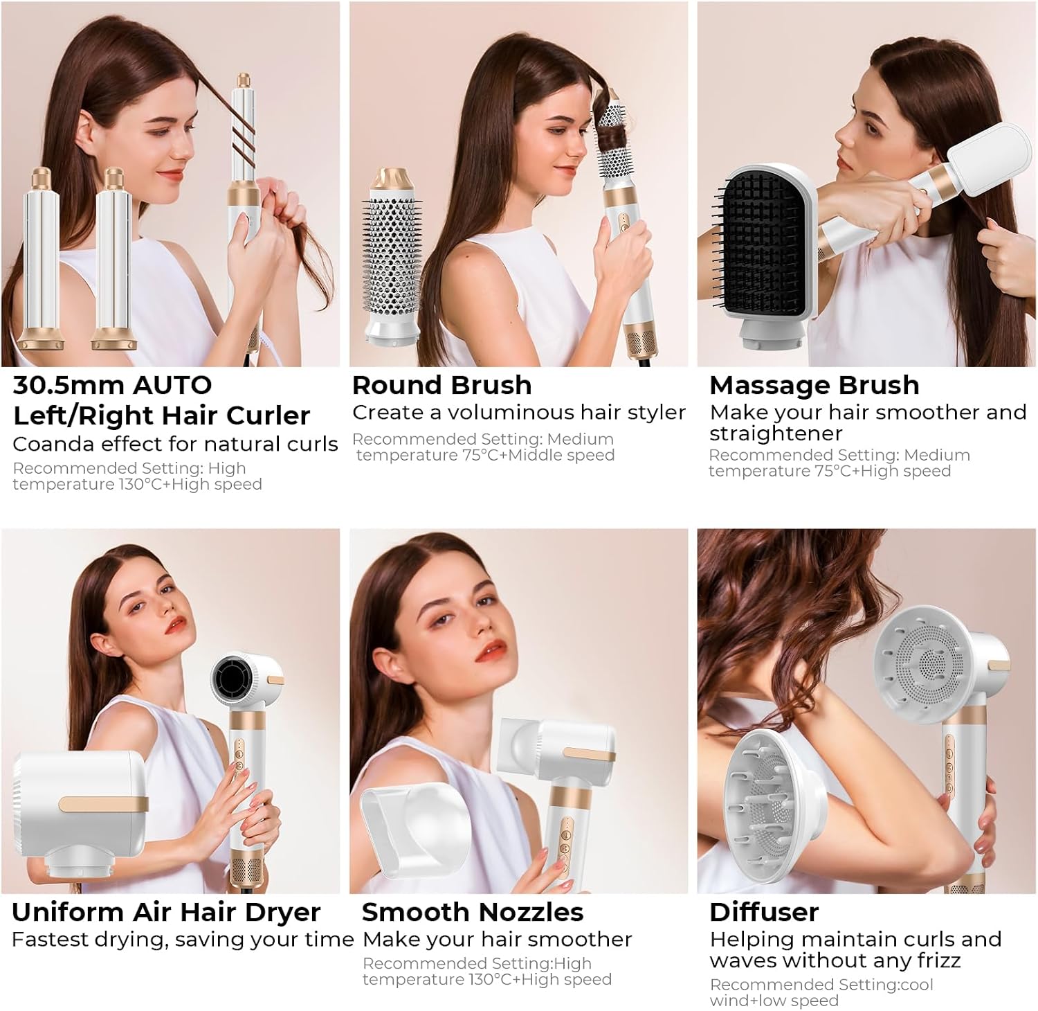 Detalle 2 de Airstyler 7 in 1 – Multistyler mit 1400 W, Diffusor und Coanda-Effekt für schnelleres Styling