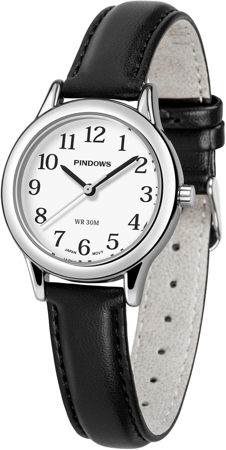 Detalle de PINDOWS Minimalistische Uhr für Damen, Gold, 24 Uhr