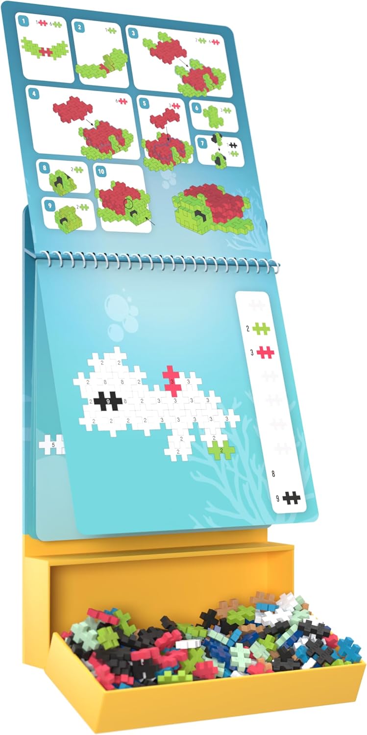 Detalle de Plus Plus Travel Toys Building Blocks Puzzle Play Activity Pad (125 pieces, ocean theme) for ages 5+