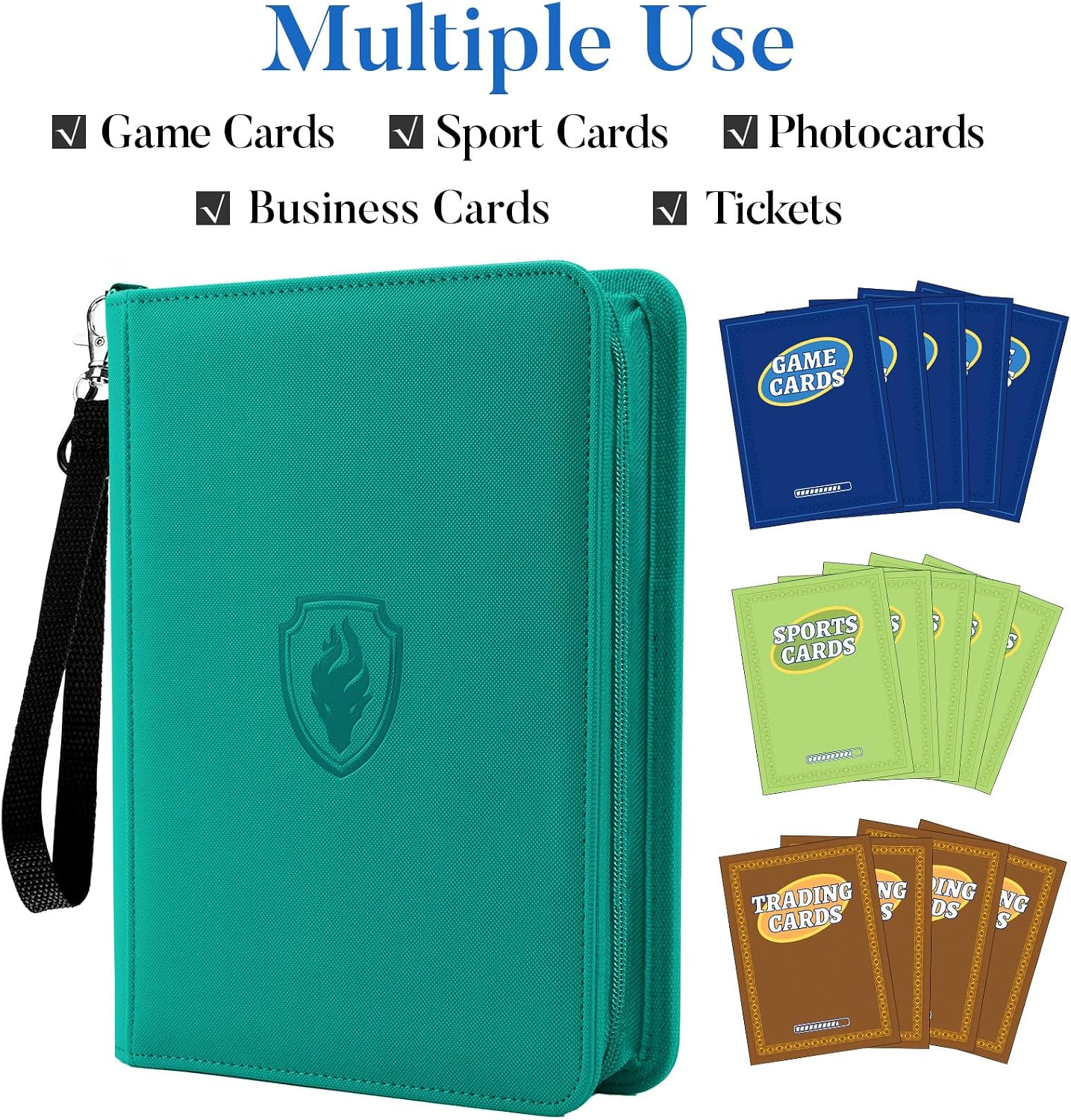 Thumbnail 2 de Fabmaker Premium 4 Pocket Zip Card Binder – Turquoise (320 Card Capacity)