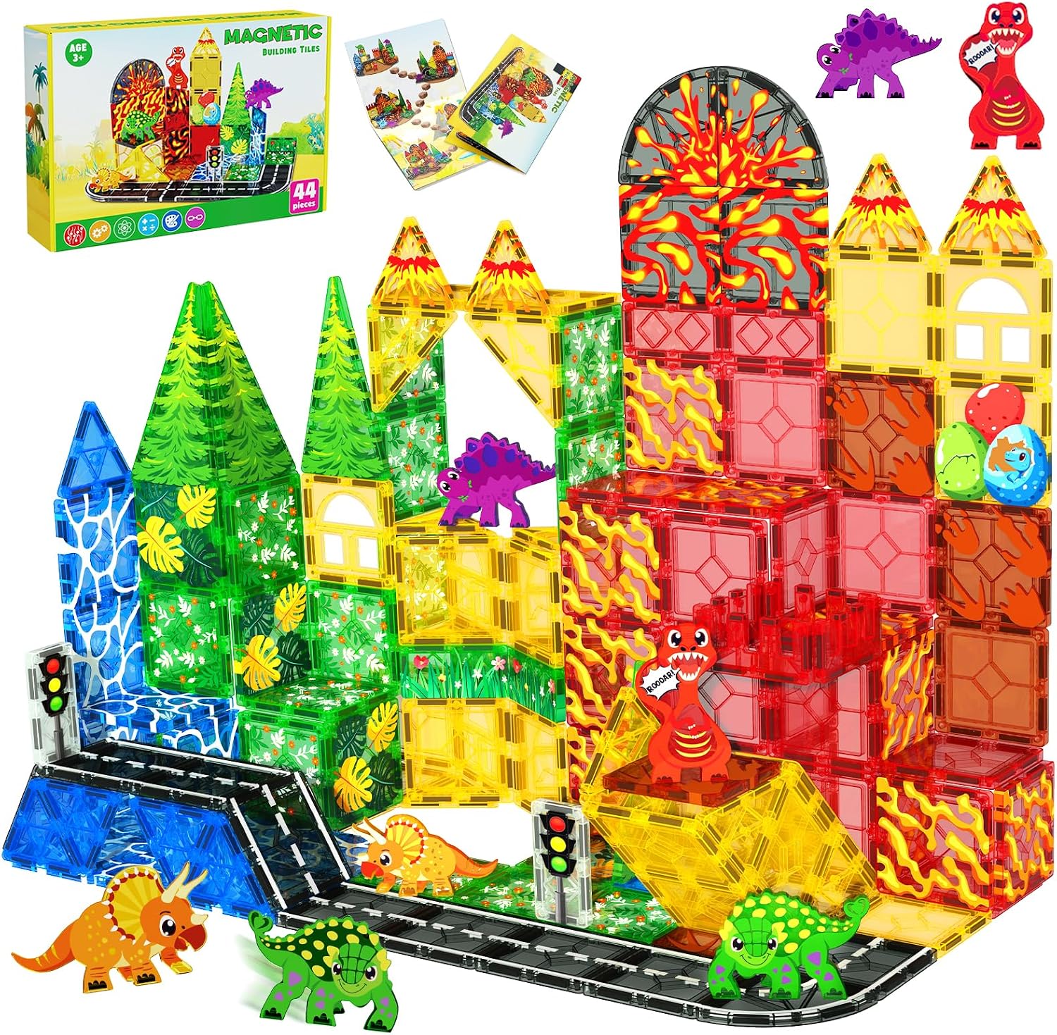 Detalle de Magnetic Tiles 4 Dinosaur Playset 🧩